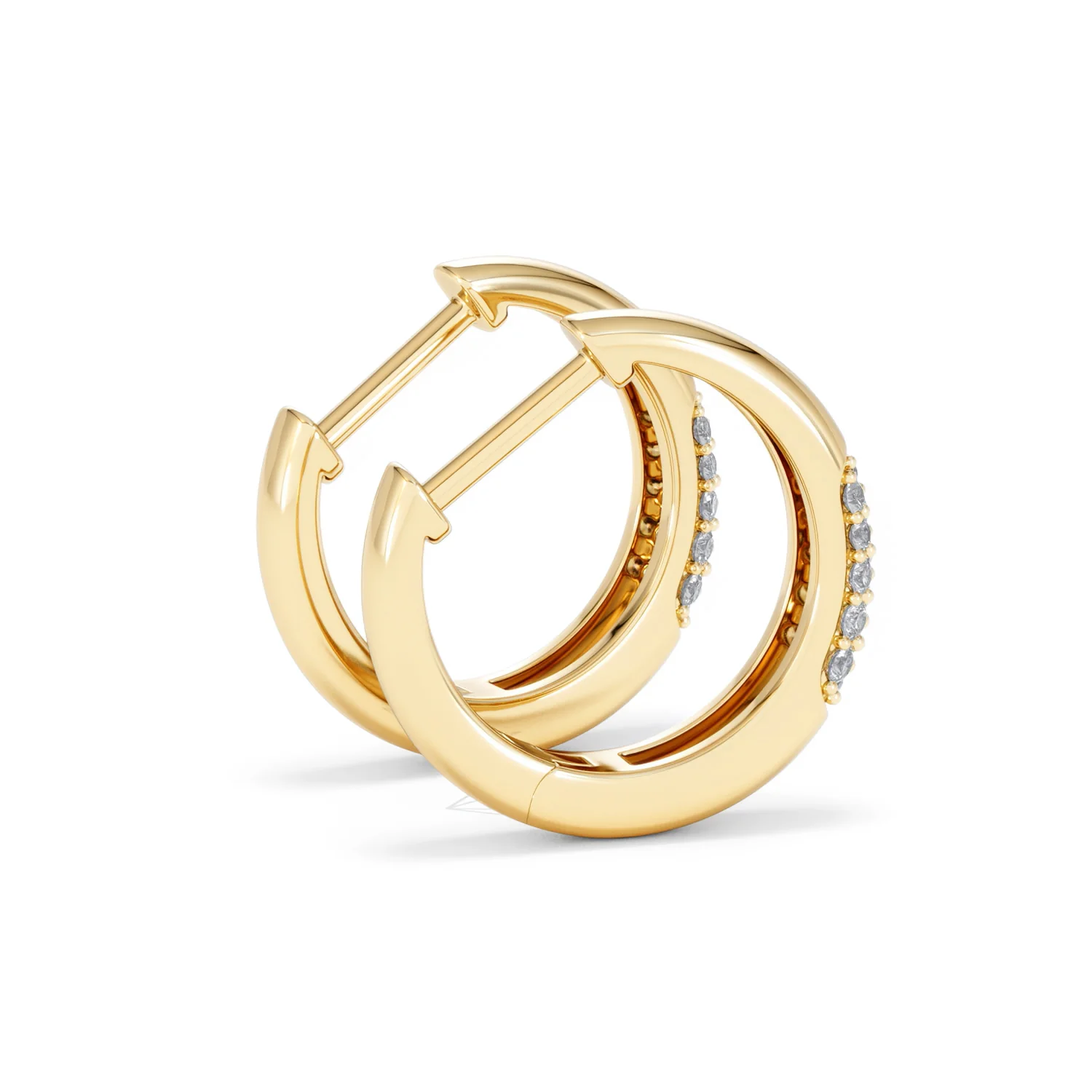 Short Micro Pavé Huggies Lab Diamond Earrings 0.25ct in 18K Gold Vermeil - Image 35
