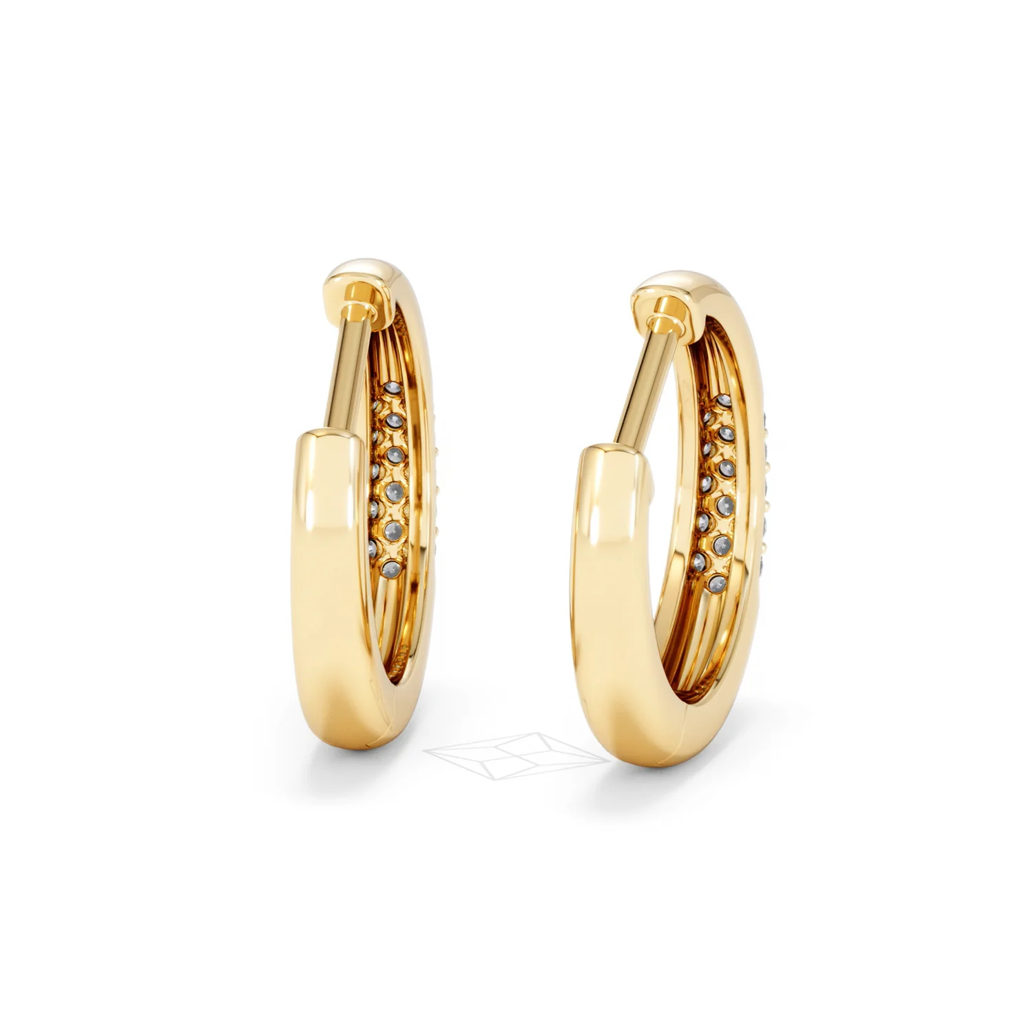 Short Micro Pavé Huggies Lab Diamond Earrings 0.25ct in 18K Gold Vermeil - Image 47