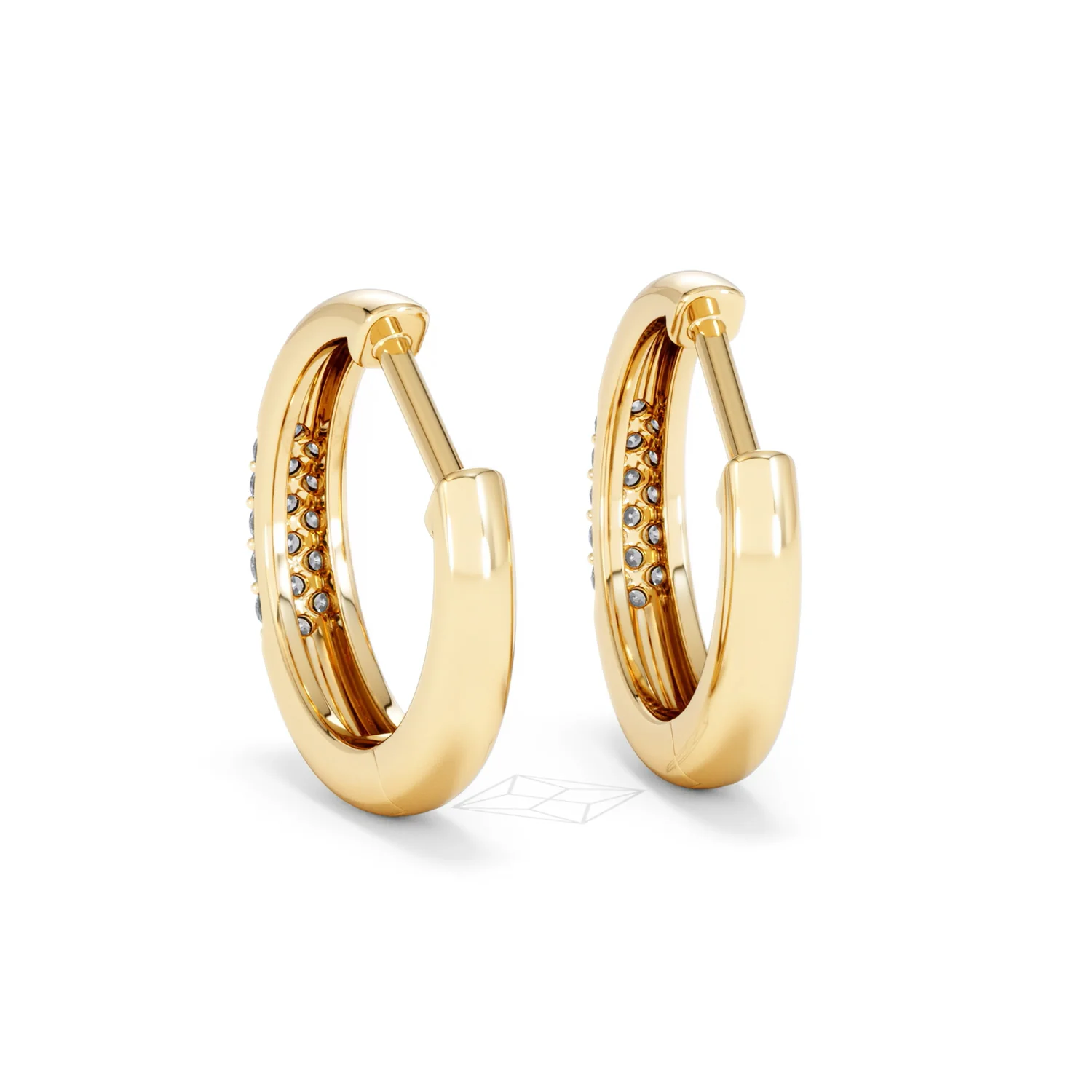 Short Micro Pavé Huggies Lab Diamond Earrings 0.25ct in 18K Gold Vermeil - Image 54