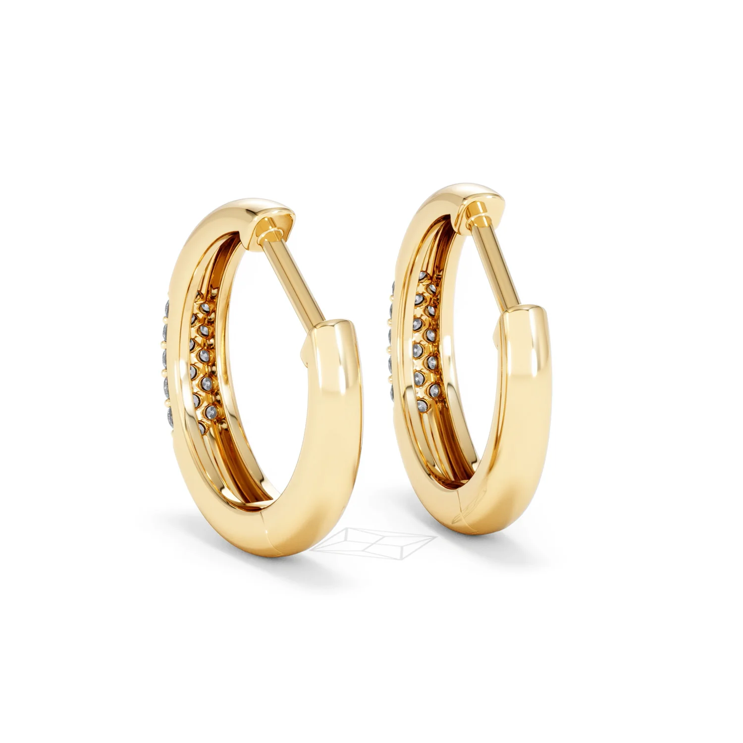 Short Micro Pavé Huggies Lab Diamond Earrings 0.25ct in 18K Gold Vermeil - Image 55
