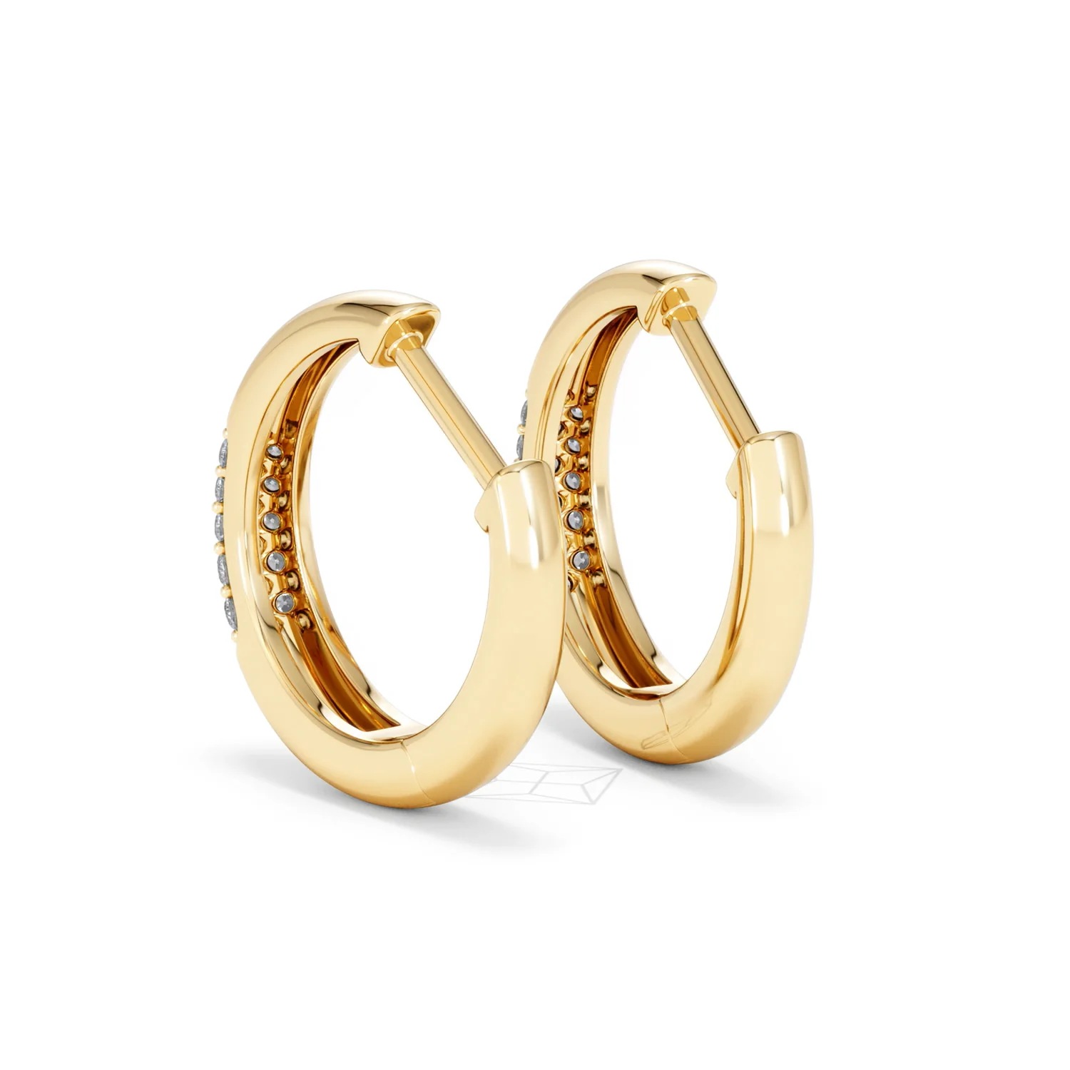 Short Micro Pavé Huggies Lab Diamond Earrings 0.25ct in 18K Gold Vermeil - Image 57