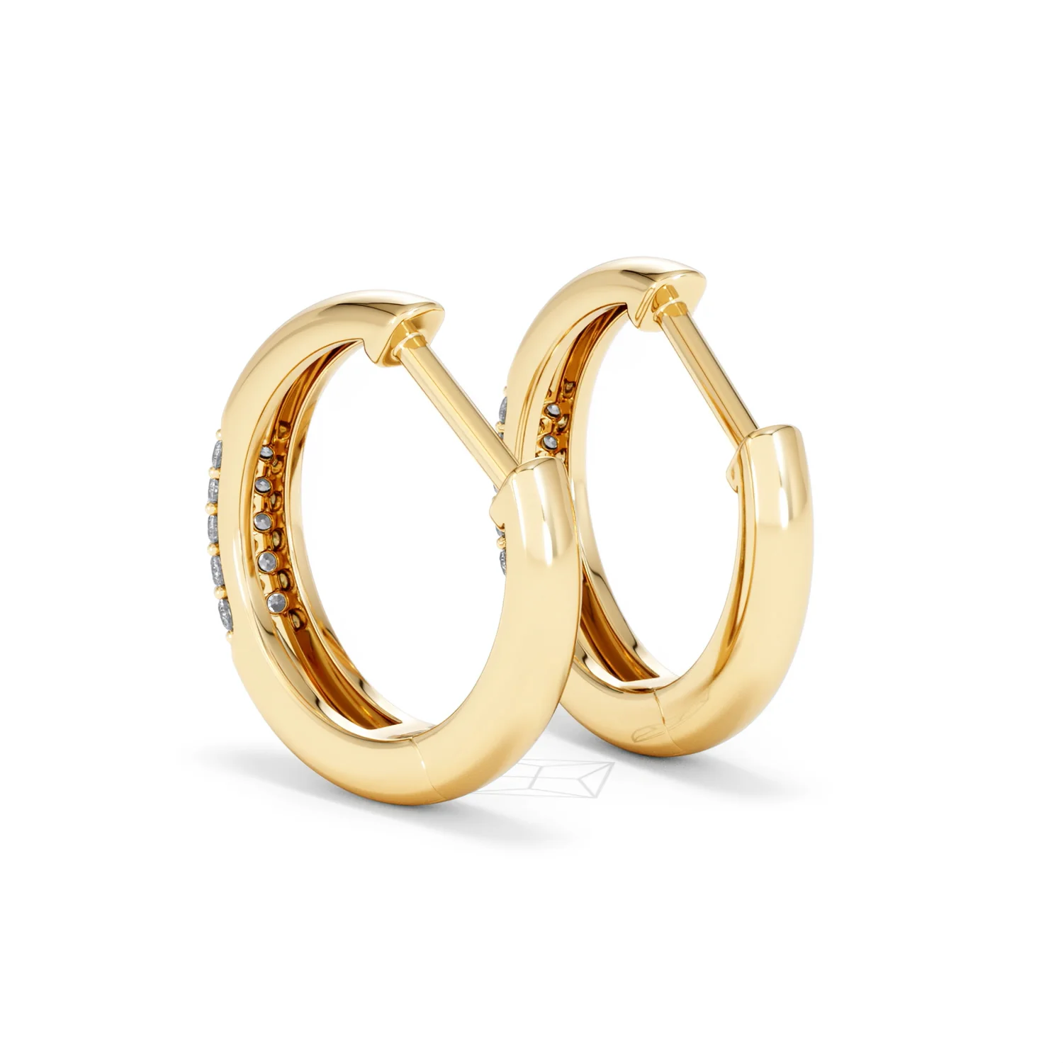 Short Micro Pavé Huggies Lab Diamond Earrings 0.25ct in 18K Gold Vermeil - Image 58