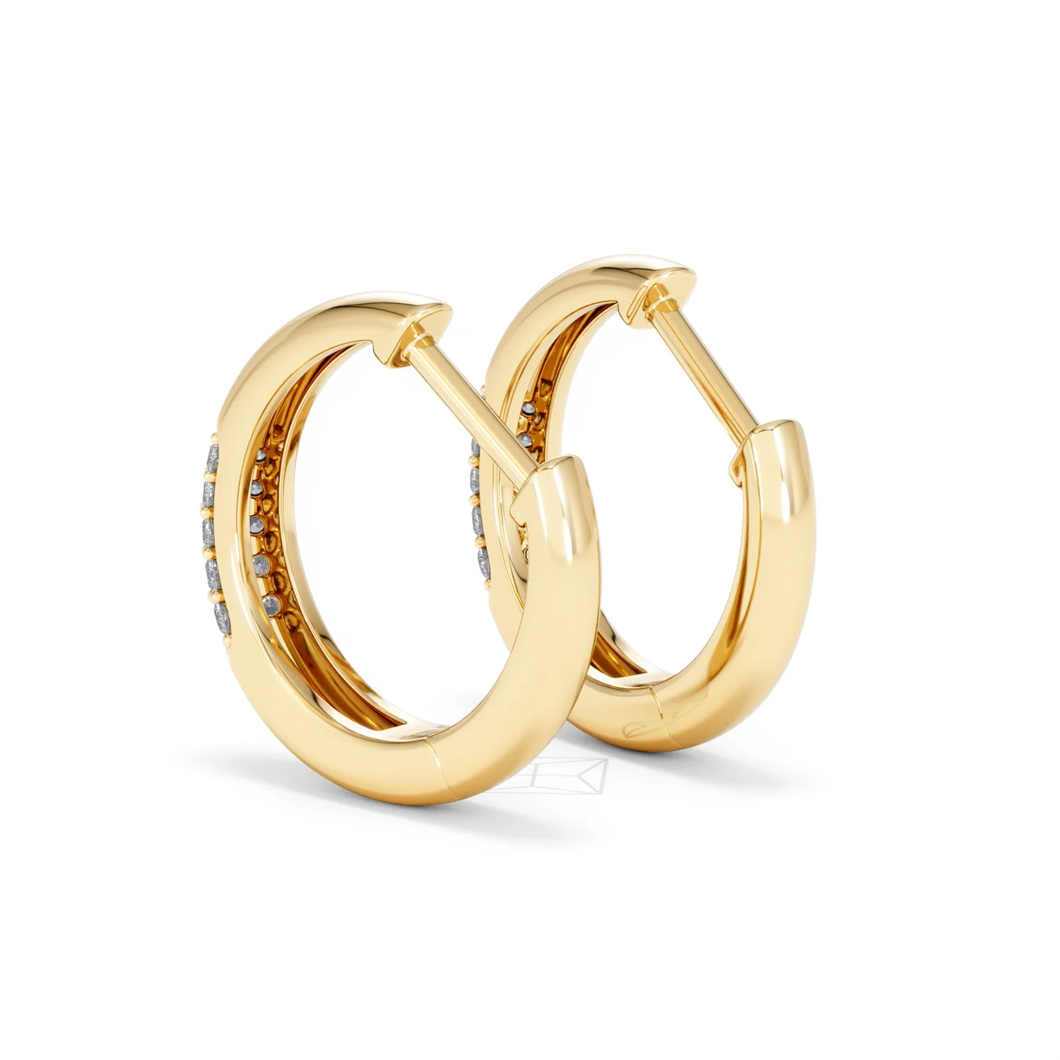 Short Micro Pavé Huggies Lab Diamond Earrings 0.25ct in 18K Gold Vermeil - Image 59