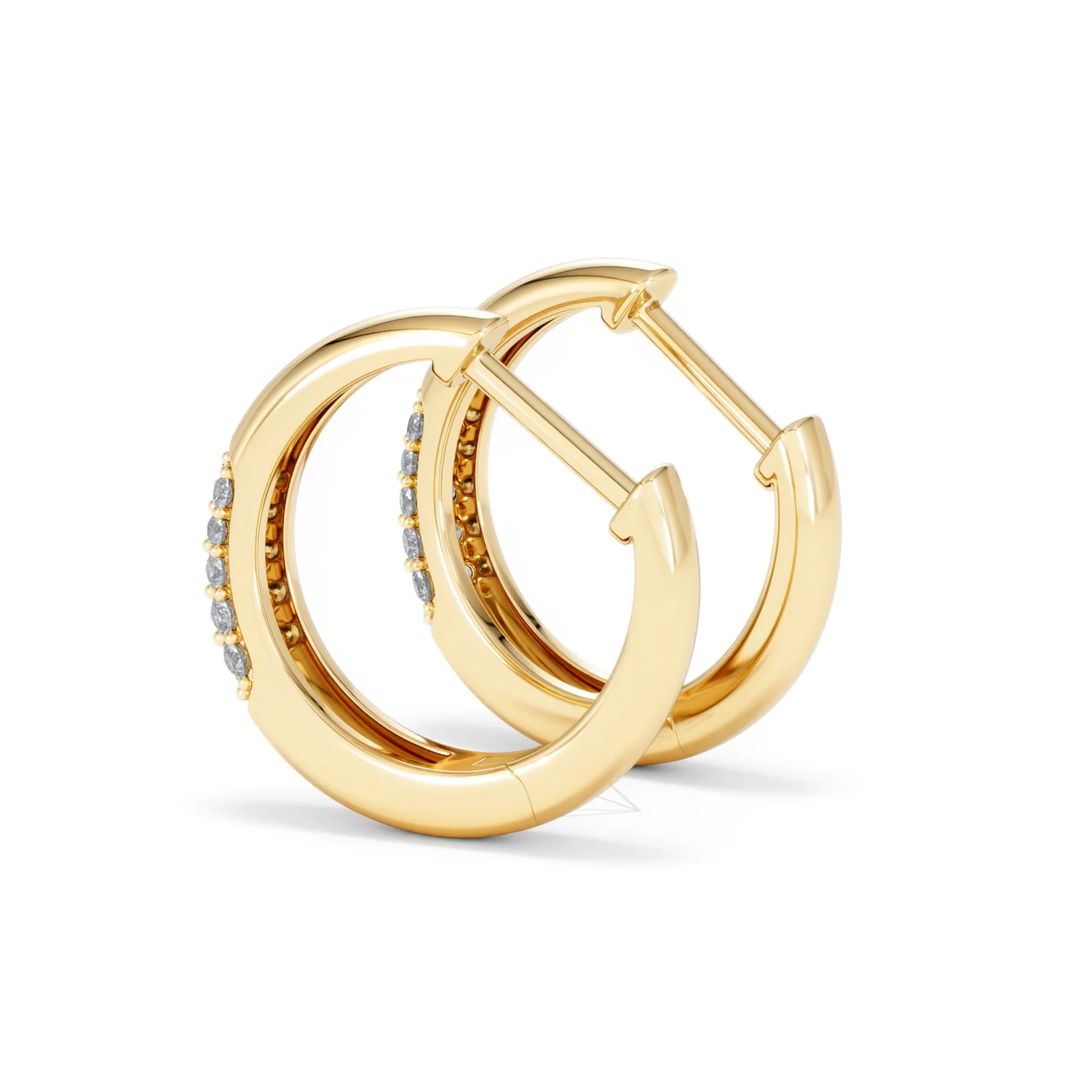 Short Micro Pavé Huggies Lab Diamond Earrings 0.25ct in 18K Gold Vermeil - Image 63