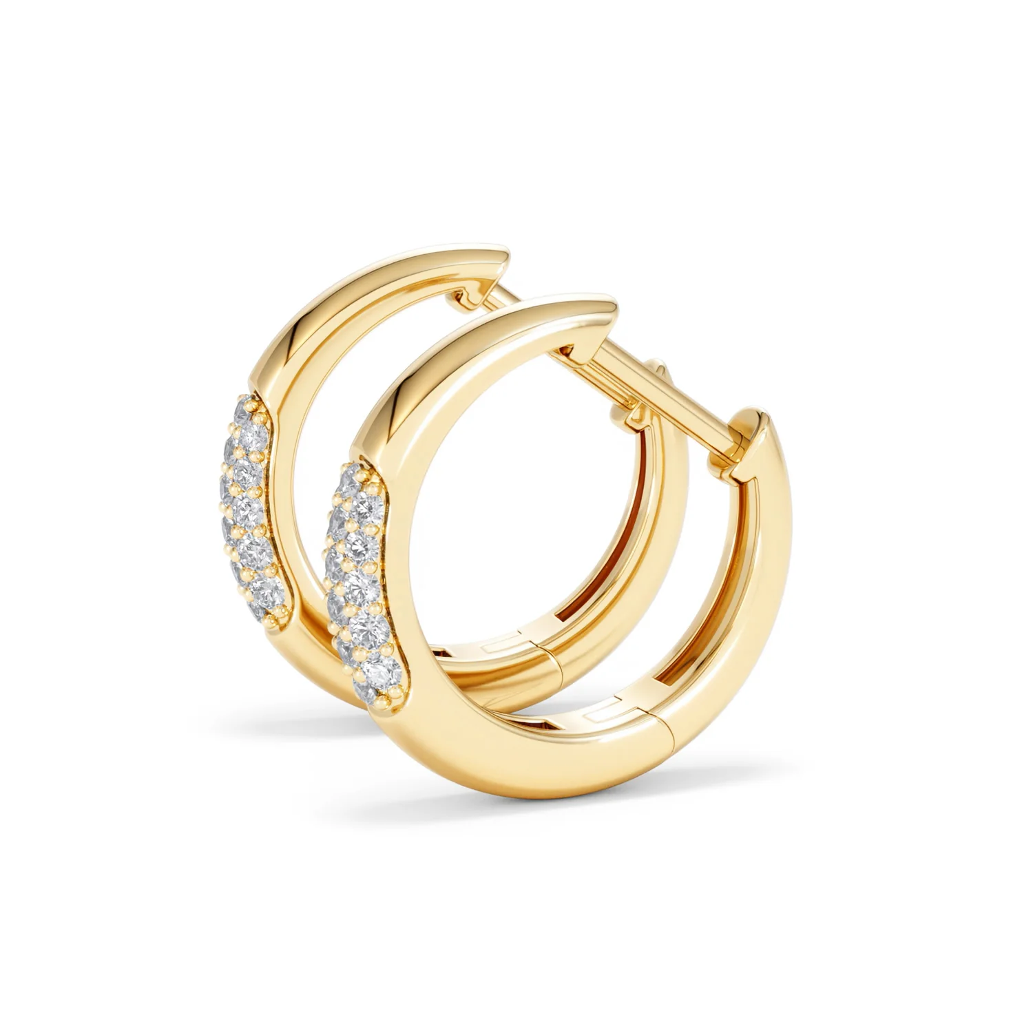 Short Micro Pavé Huggies Lab Diamond Earrings 0.25ct in 18K Gold Vermeil - Image 74