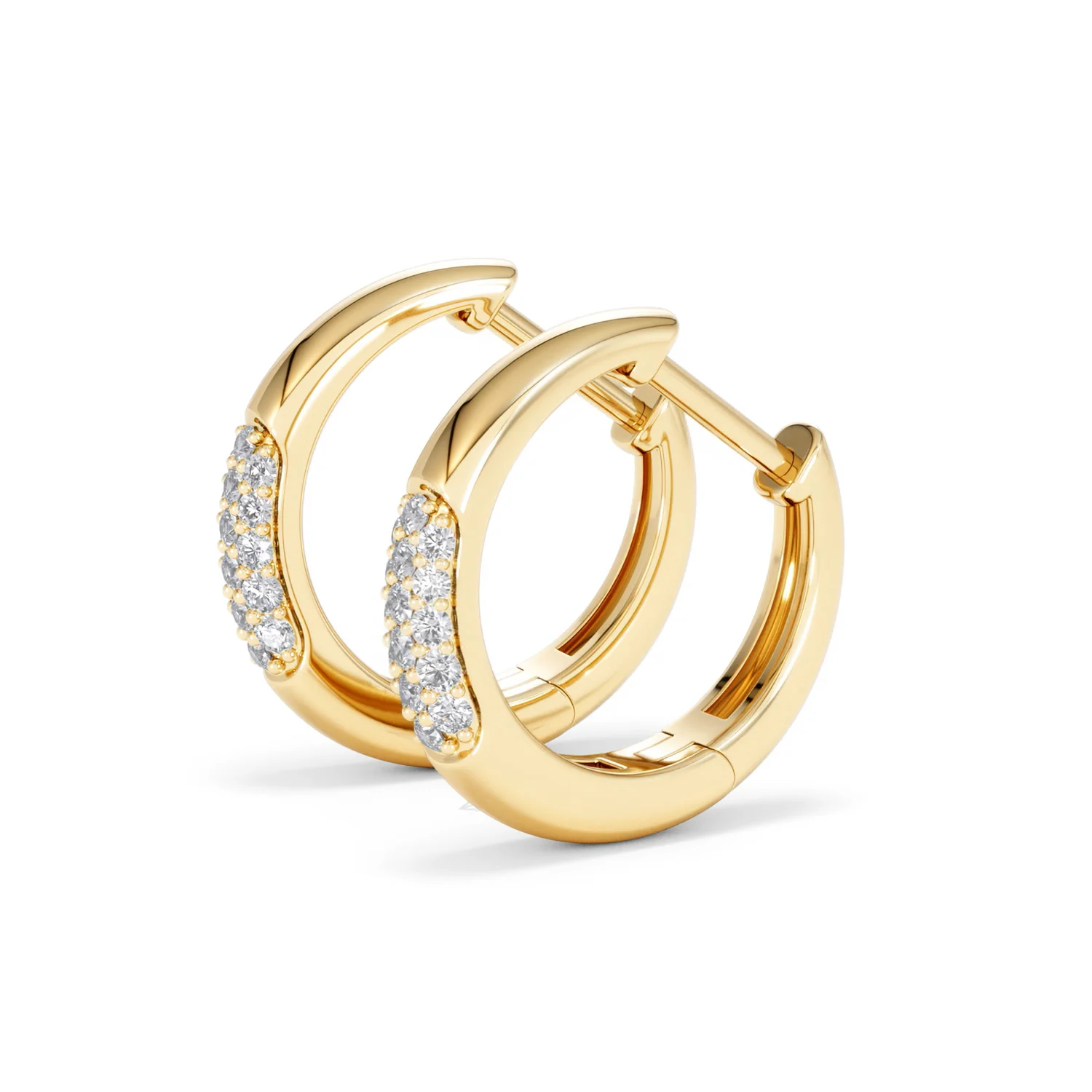 Short Micro Pavé Huggies Lab Diamond Earrings 0.25ct in 18K Gold Vermeil - Image 76