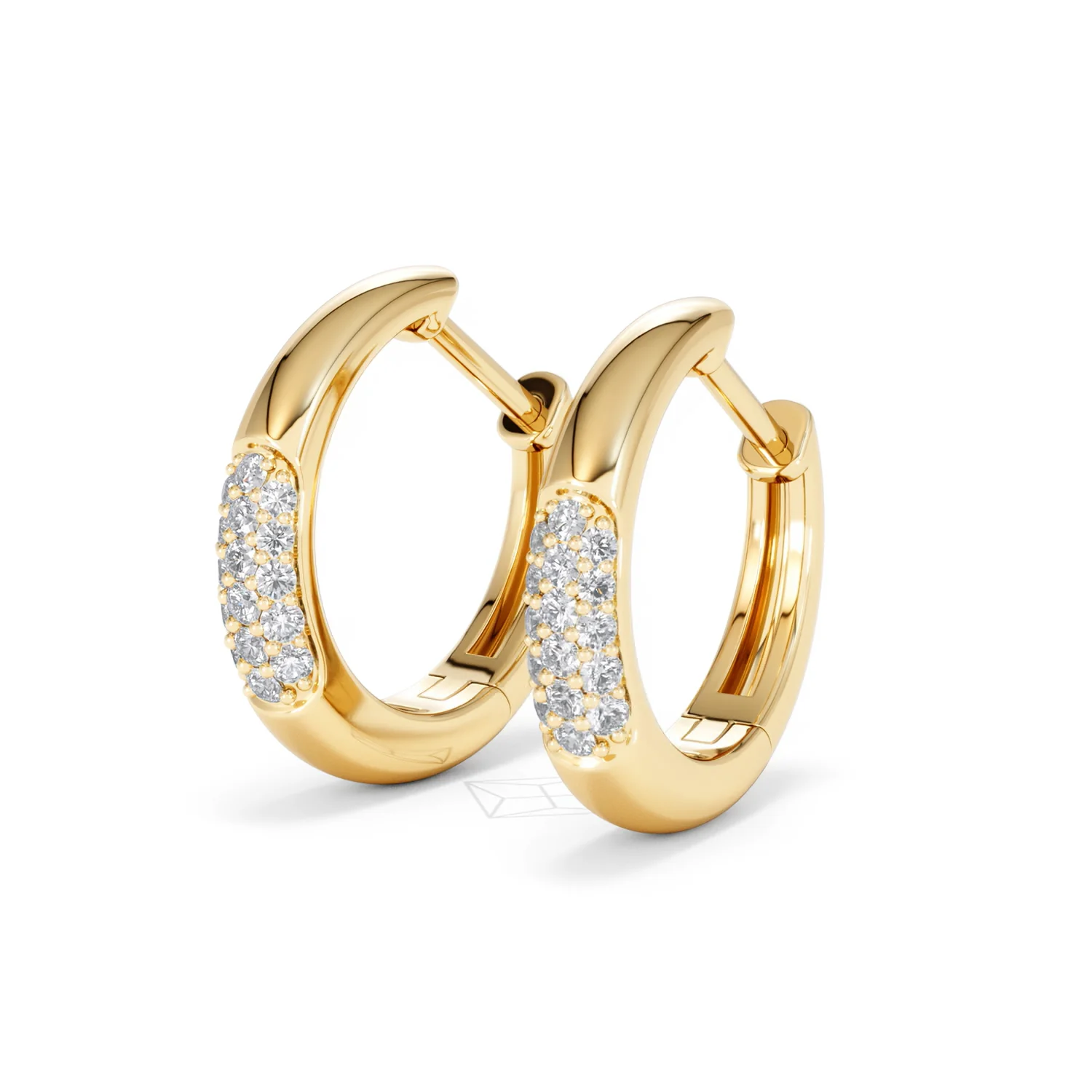 Short Micro Pavé Huggies Lab Diamond Earrings 0.25ct in 18K Gold Vermeil - Image 82