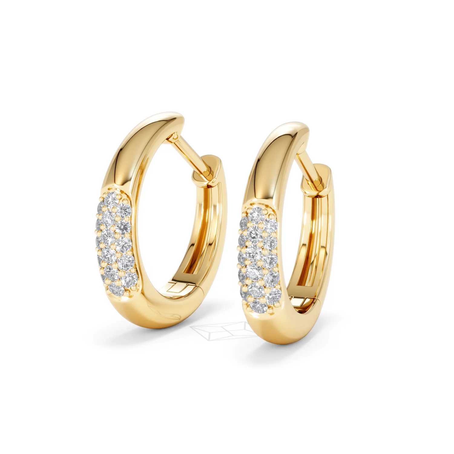 Short Micro Pavé Huggies Lab Diamond Earrings 0.25ct in 18K Gold Vermeil - Image 84