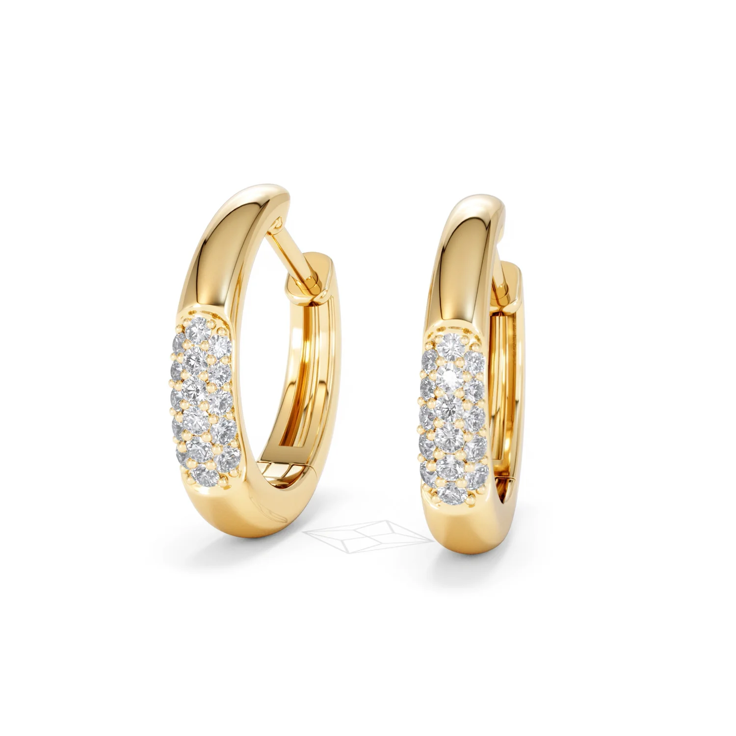 Short Micro Pavé Huggies Lab Diamond Earrings 0.25ct in 18K Gold Vermeil - Image 86