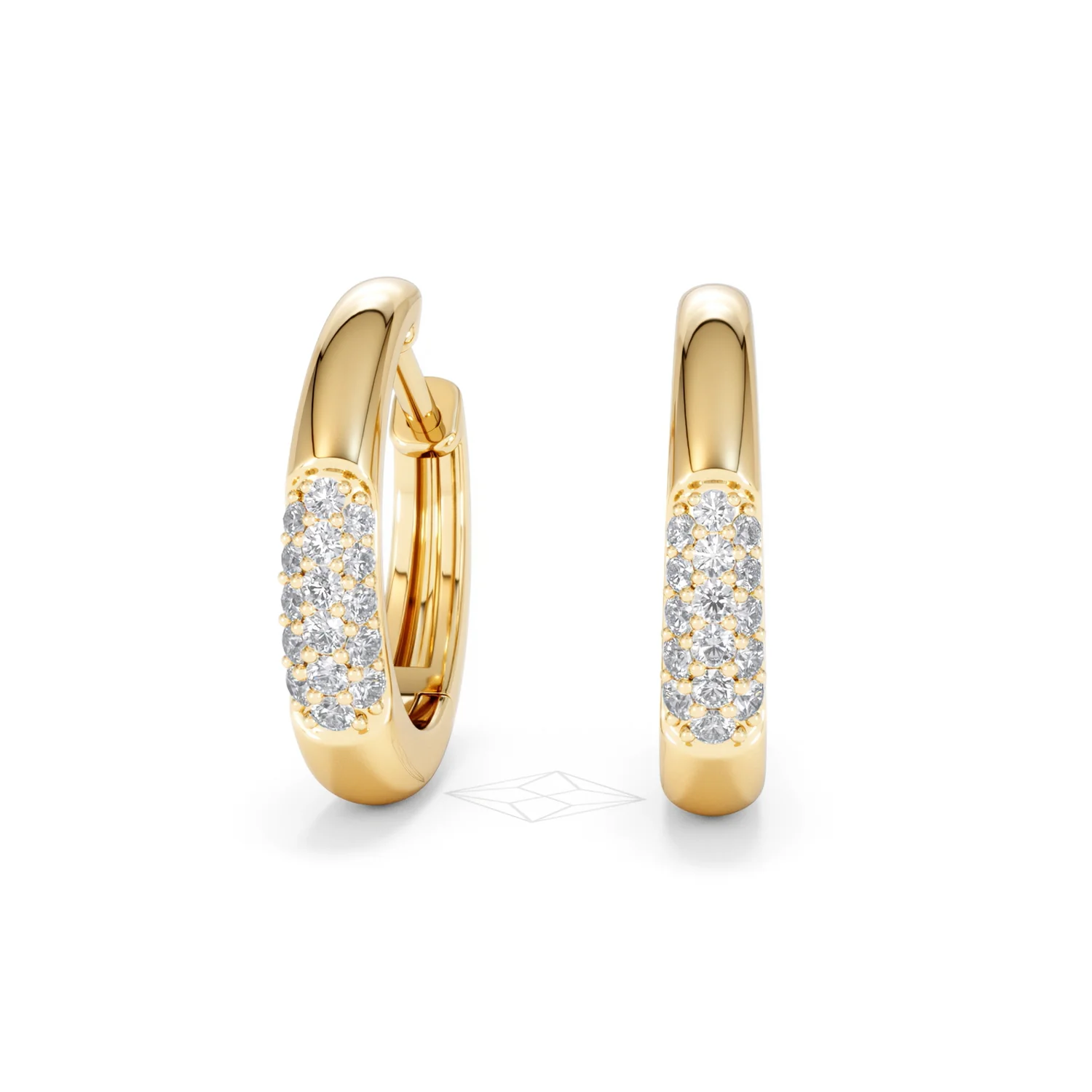 Short Micro Pavé Huggies Lab Diamond Earrings 0.25ct in 18K Gold Vermeil - Image 88