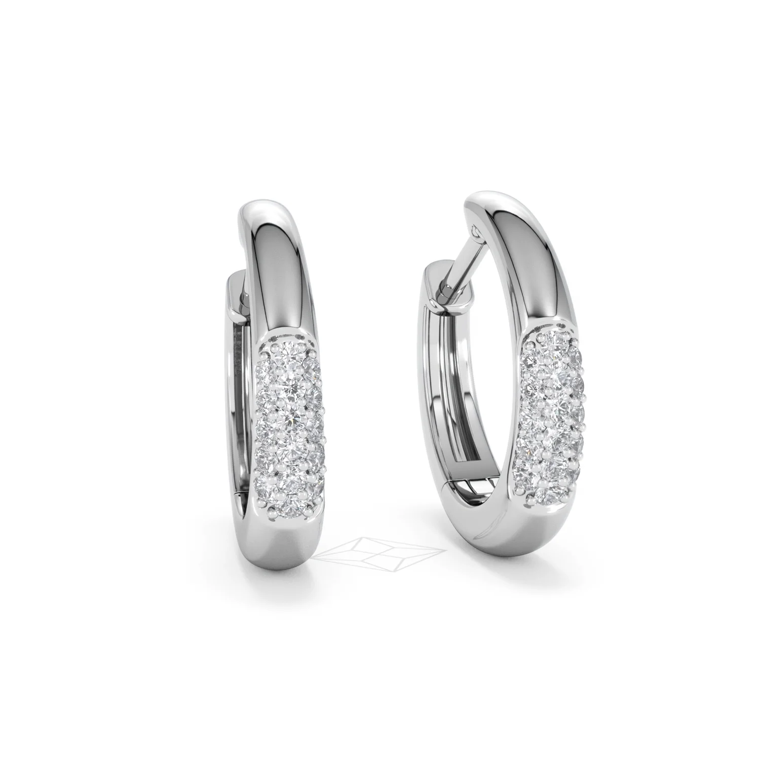 Short Micro Pavé Huggies Lab Diamond Earrings 0.25ct in 925 Silver - Image 12