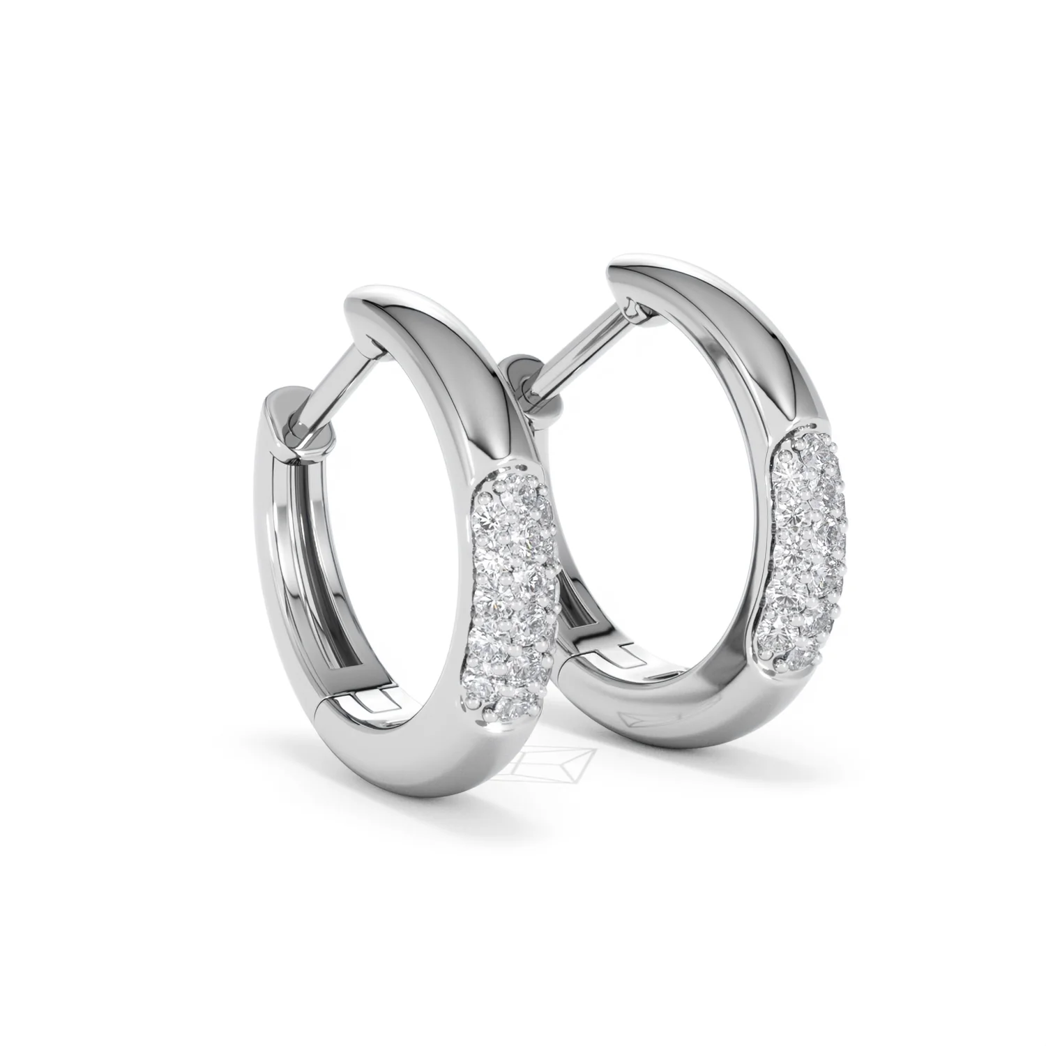 Short Micro Pavé Huggies Lab Diamond Earrings 0.25ct in 925 Silver - Image 17