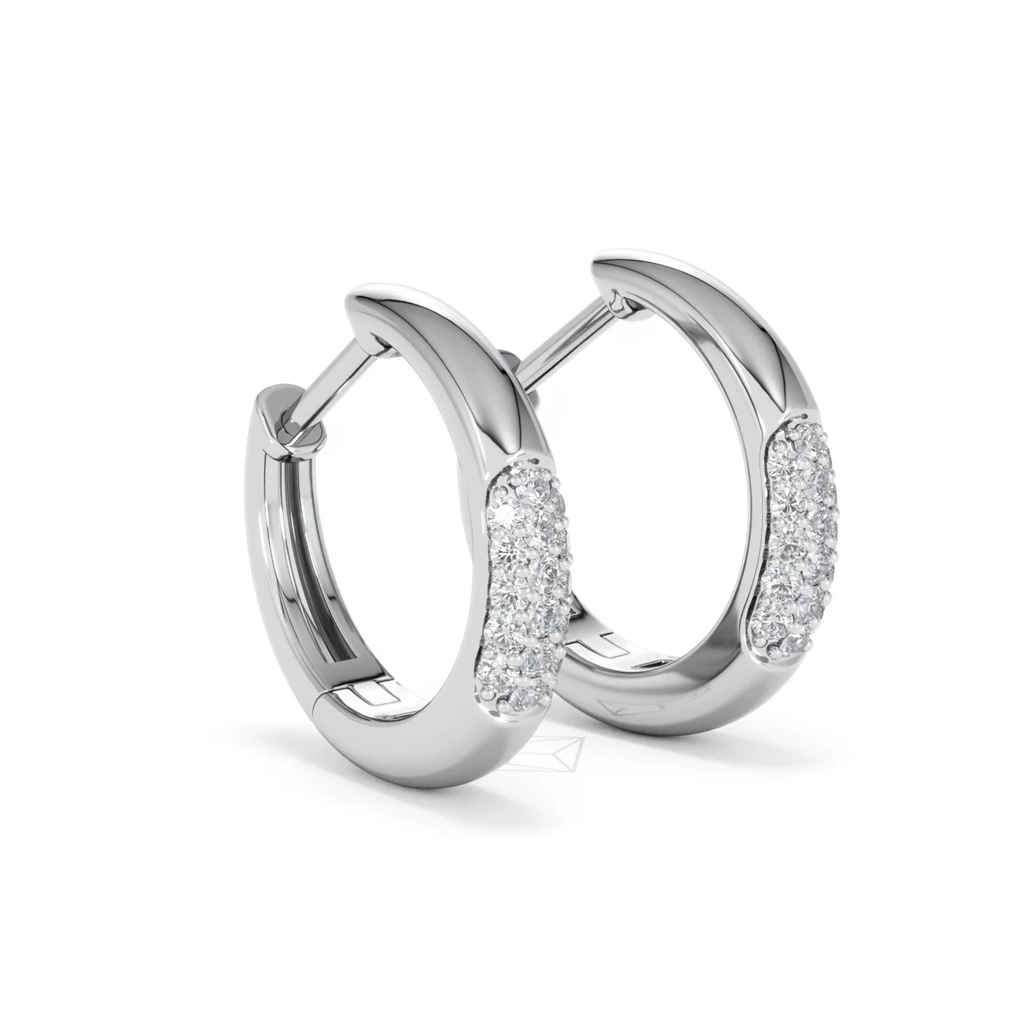 Short Micro Pavé Huggies Lab Diamond Earrings 0.25ct in 925 Silver - Image 18