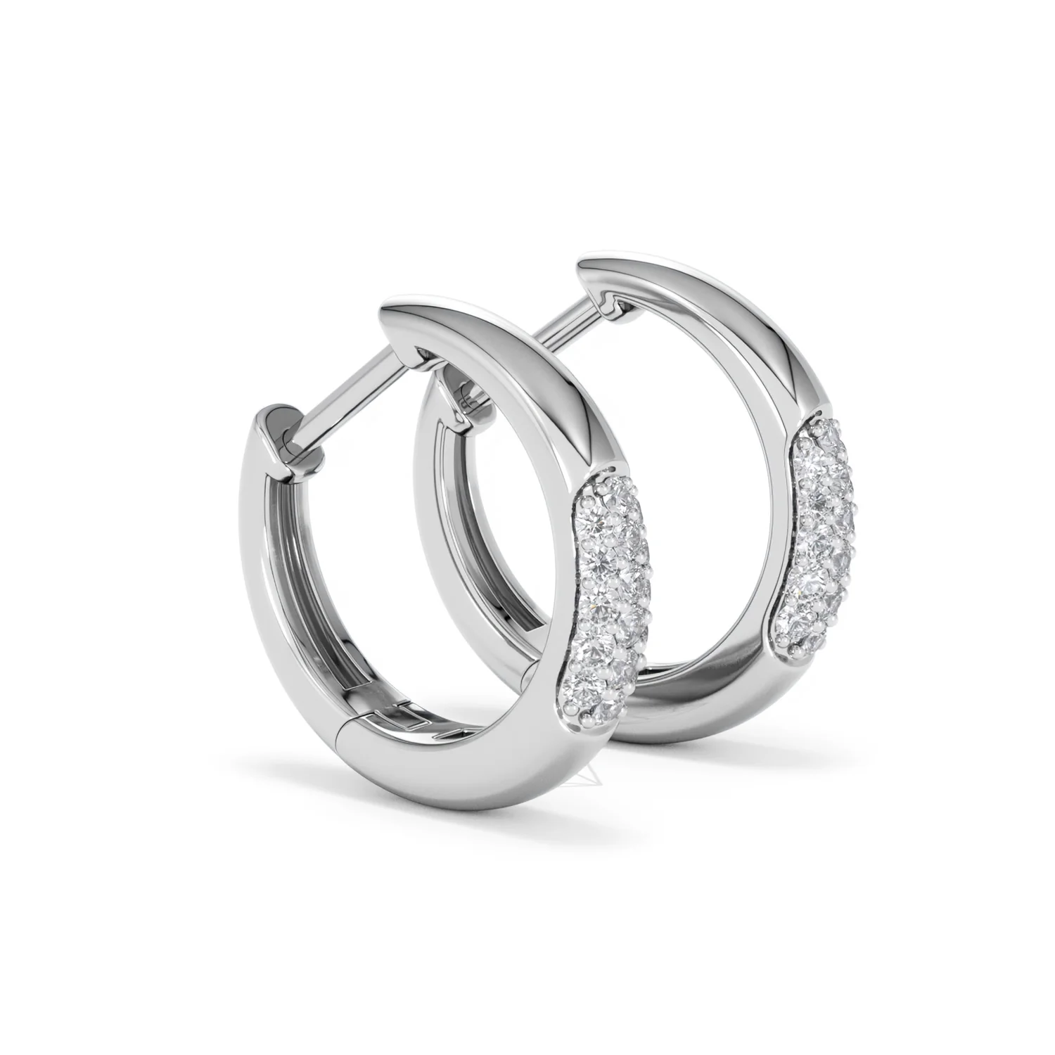 Short Micro Pavé Huggies Lab Diamond Earrings 0.25ct in 925 Silver - Image 21