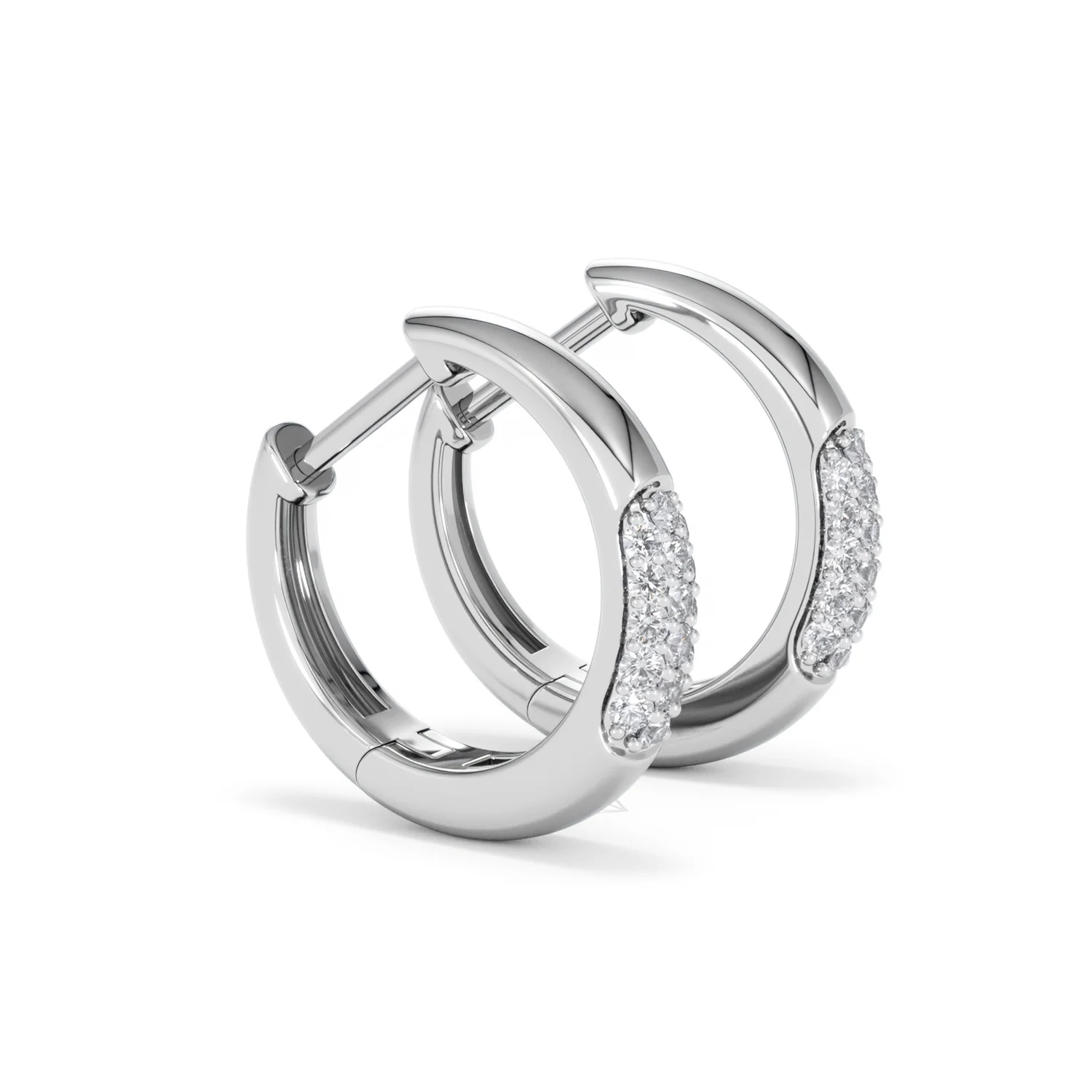 Short Micro Pavé Huggies Lab Diamond Earrings 0.25ct in 925 Silver - Image 22