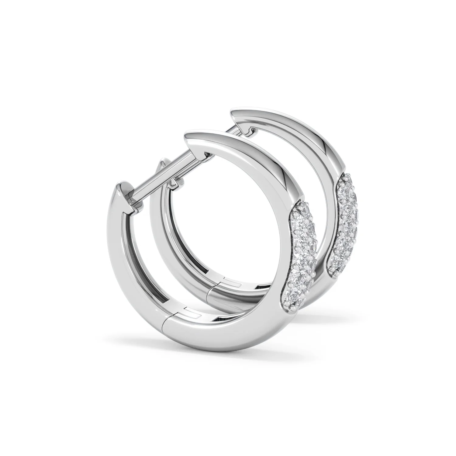 Short Micro Pavé Huggies Lab Diamond Earrings 0.25ct in 925 Silver - Image 25