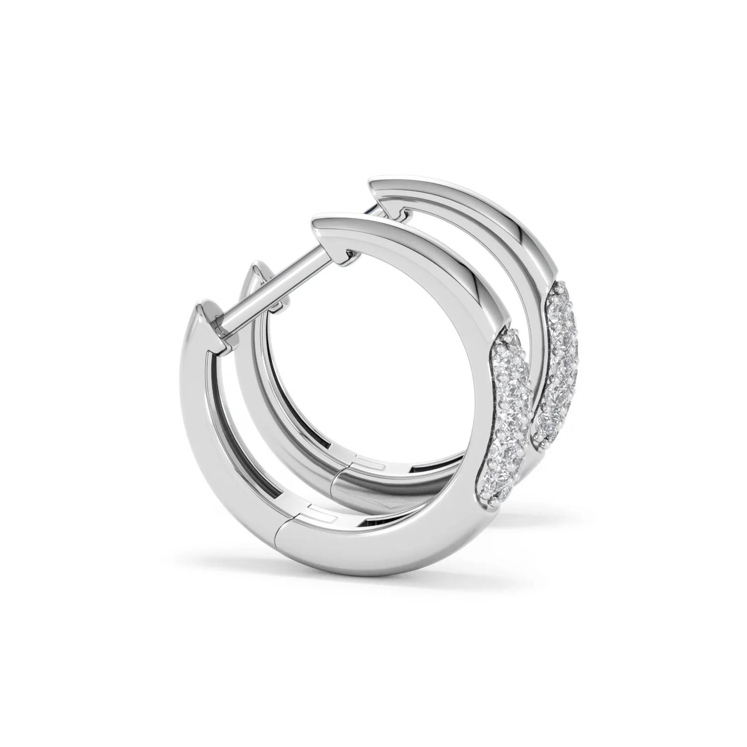 Short Micro Pavé Huggies Lab Diamond Earrings 0.25ct in 925 Silver - Image 26