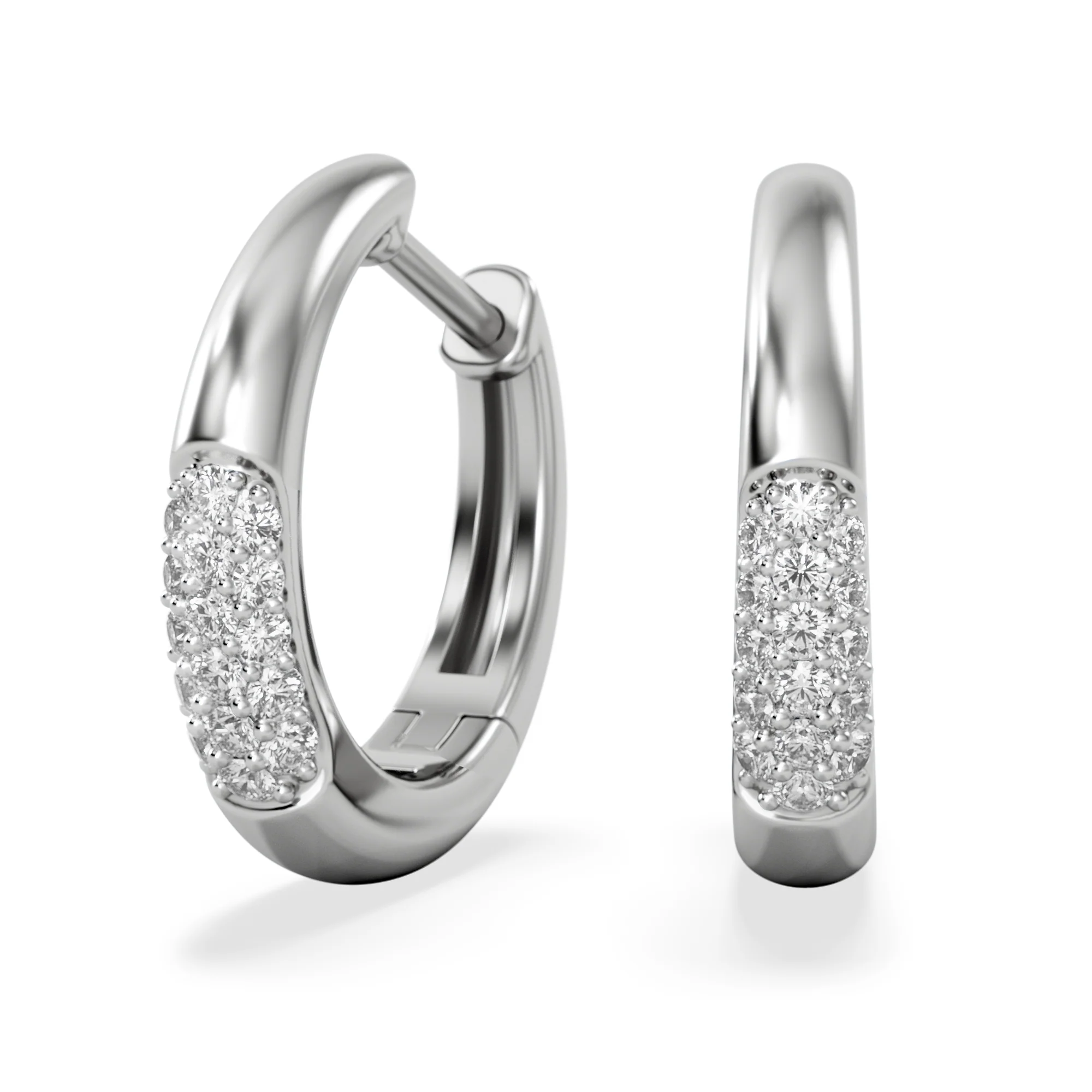 Short Micro Pavé Huggies Lab Diamond Earrings 0.25ct in 925 Silver - Image 3