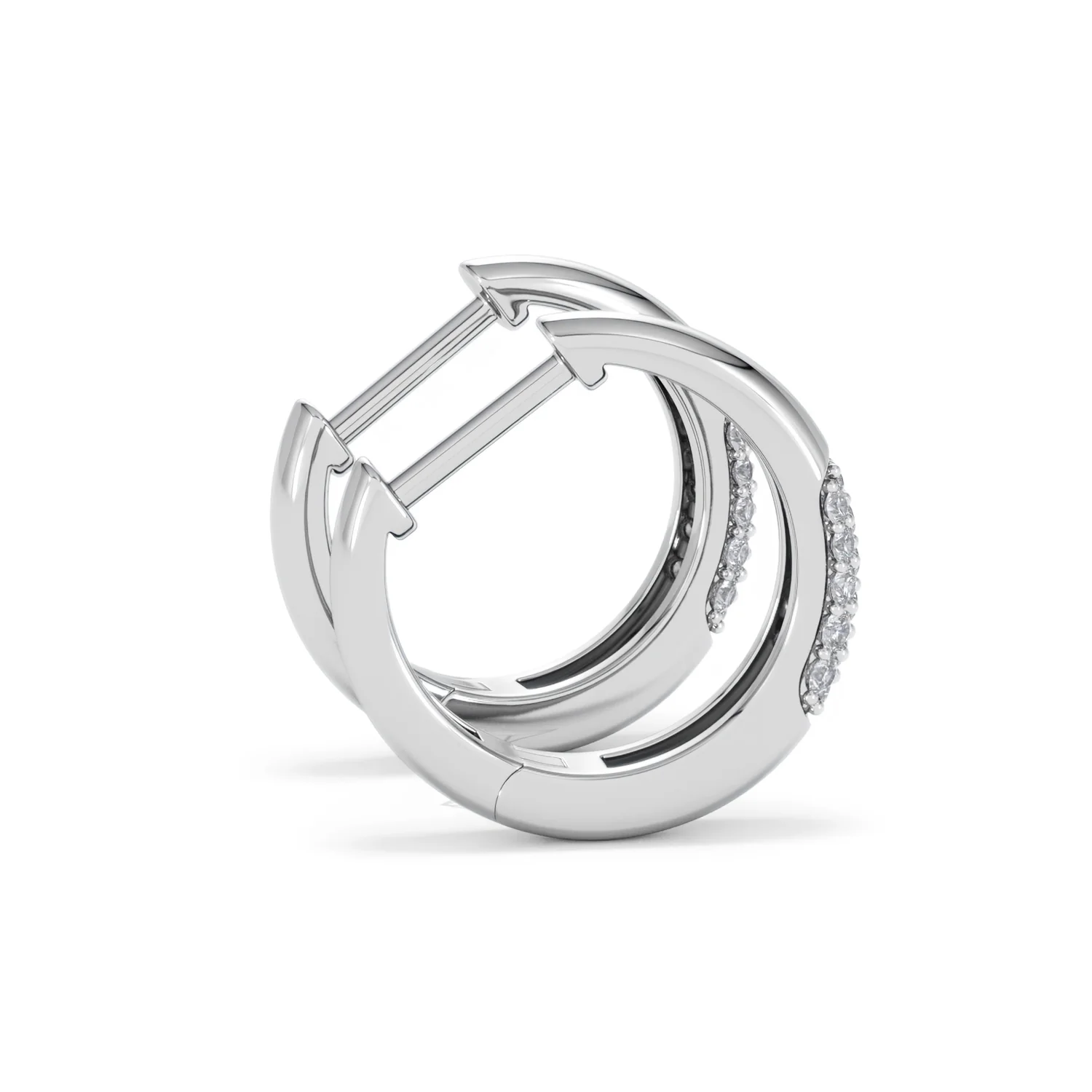 Short Micro Pavé Huggies Lab Diamond Earrings 0.25ct in 925 Silver - Image 32