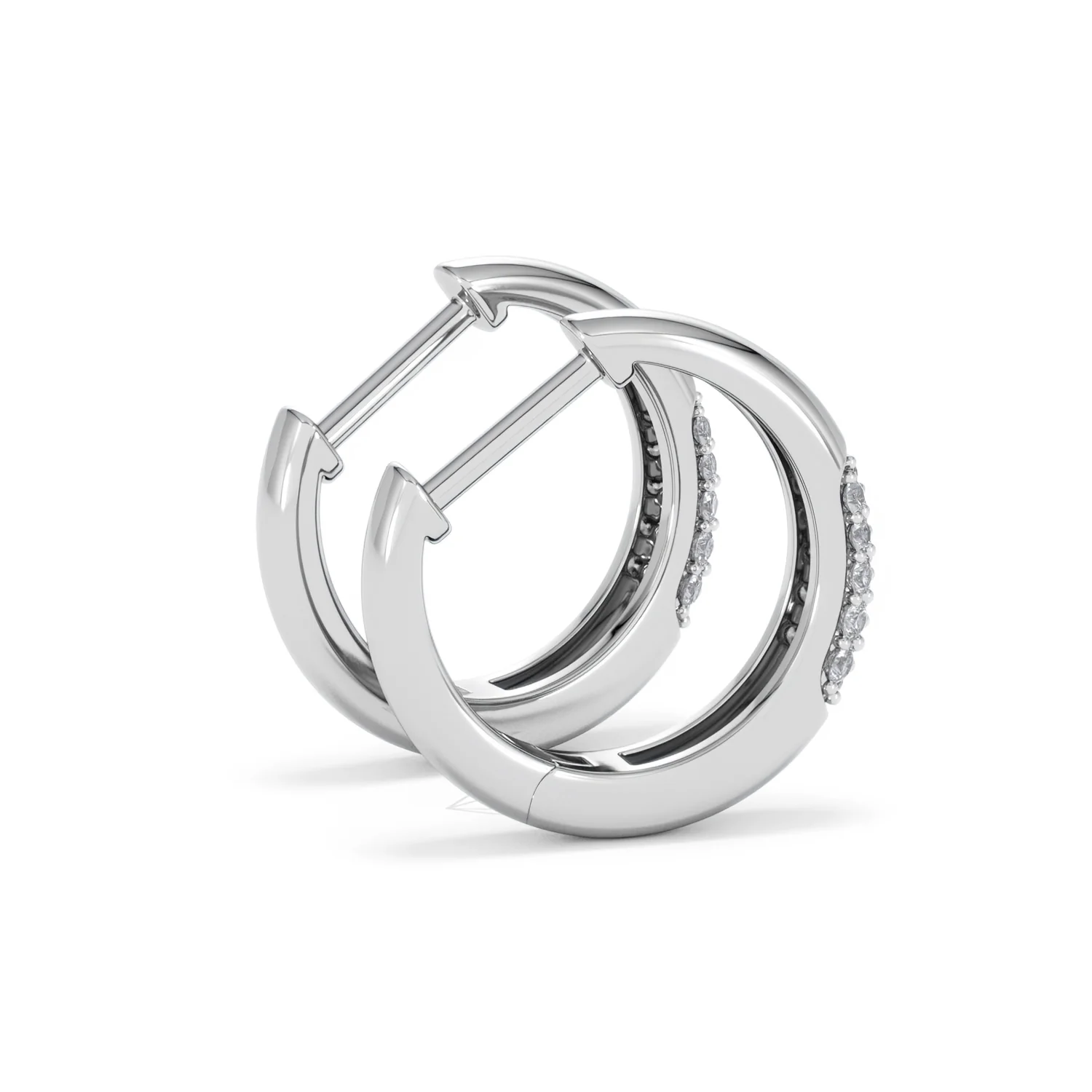 Short Micro Pavé Huggies Lab Diamond Earrings 0.25ct in 925 Silver - Image 34