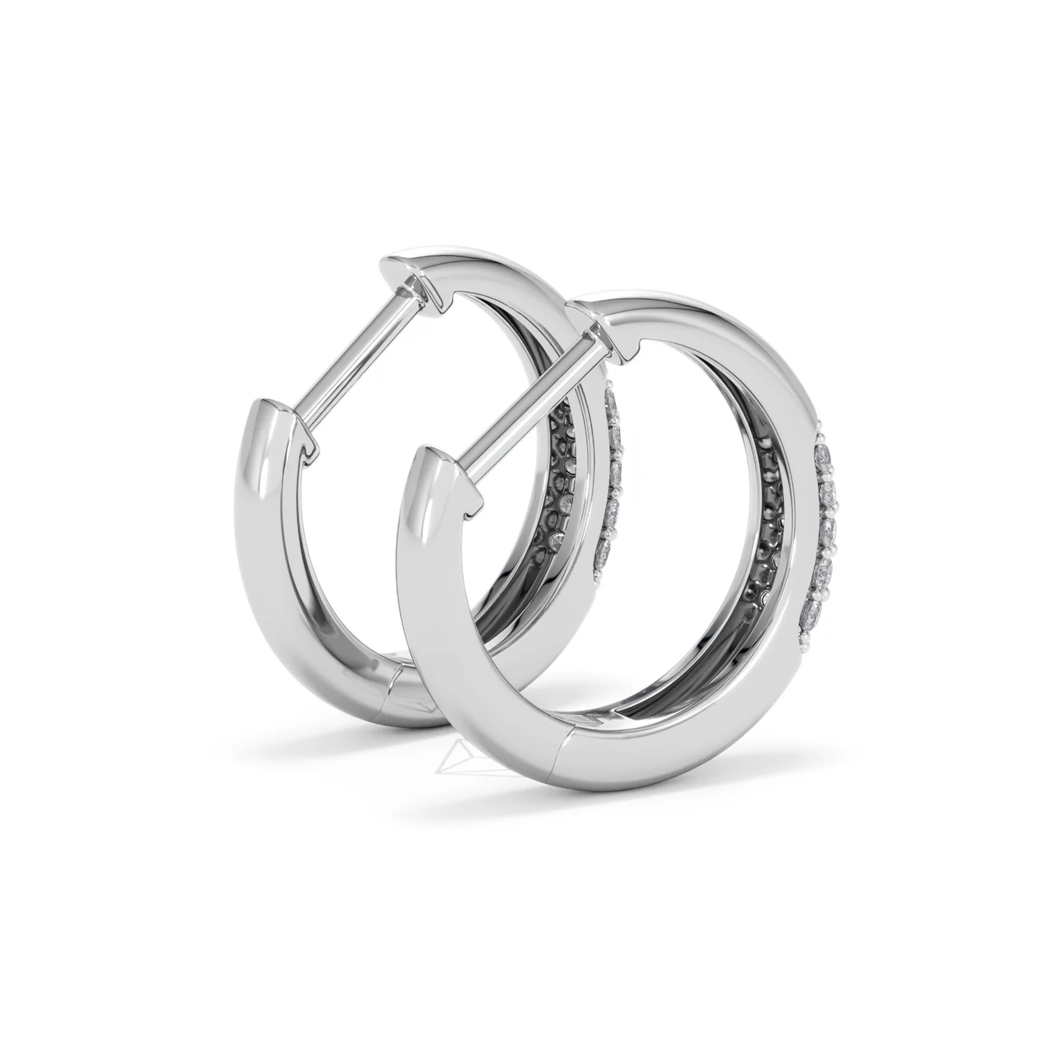 Short Micro Pavé Huggies Lab Diamond Earrings 0.25ct in 925 Silver - Image 37