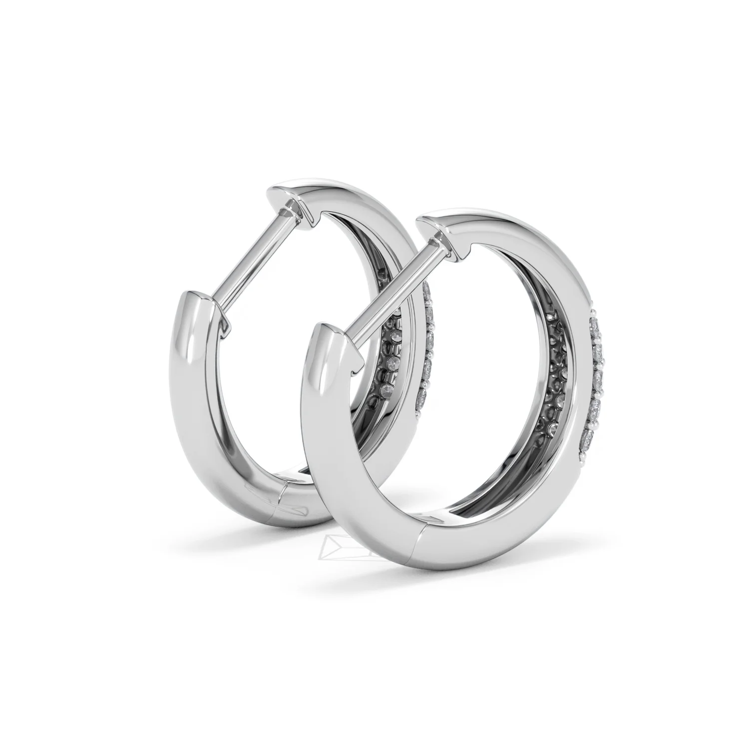 Short Micro Pavé Huggies Lab Diamond Earrings 0.25ct in 925 Silver - Image 38