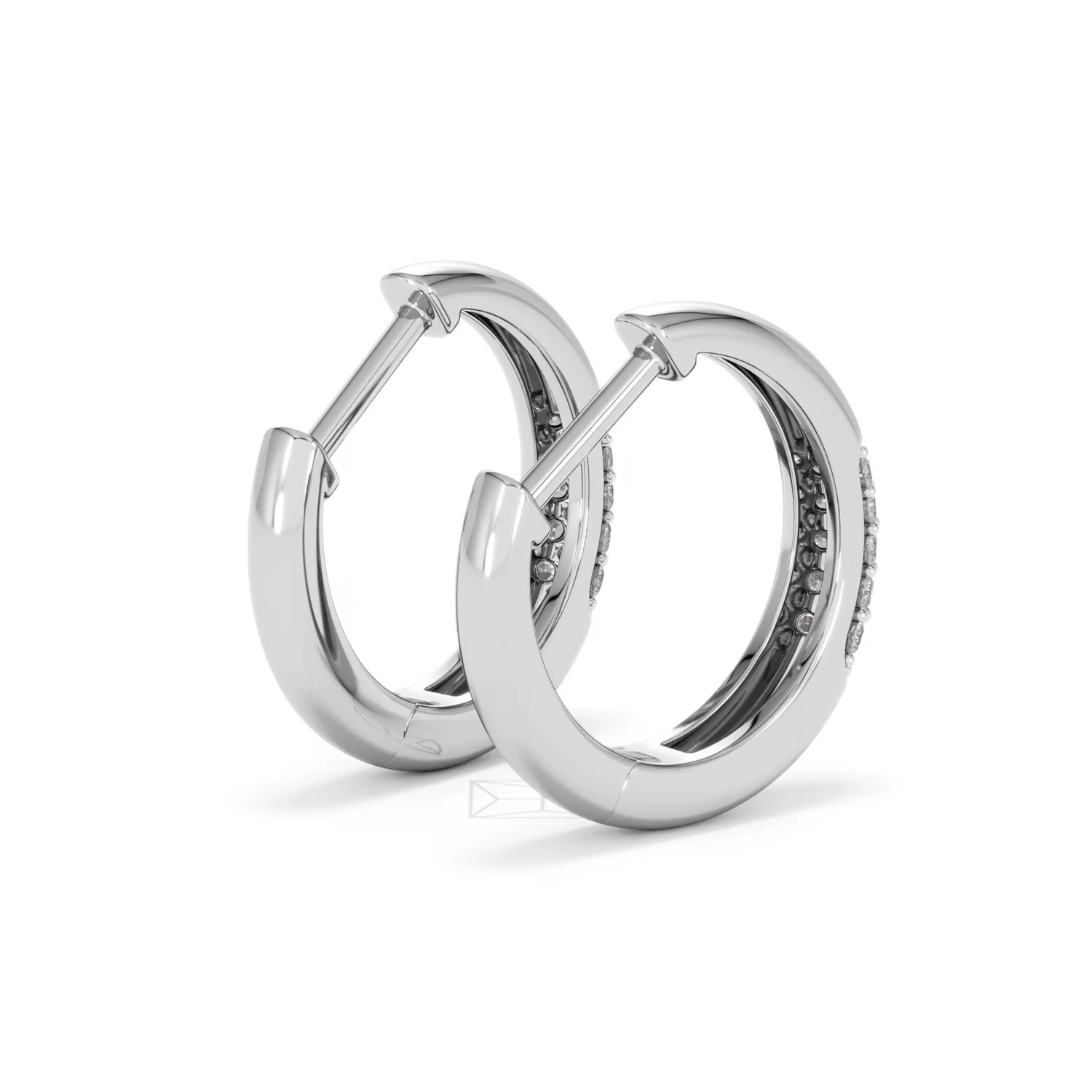 Short Micro Pavé Huggies Lab Diamond Earrings 0.25ct in 925 Silver - Image 39