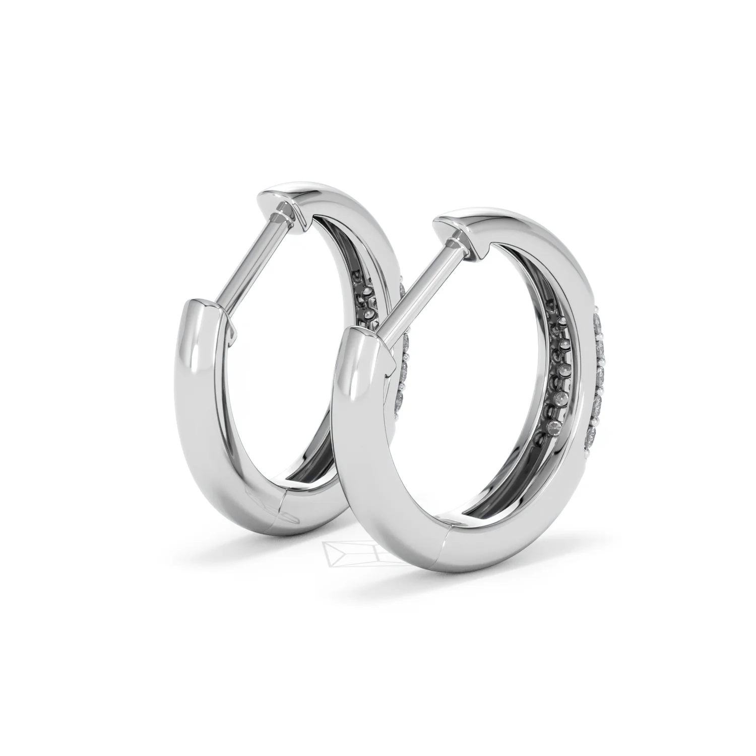 Short Micro Pavé Huggies Lab Diamond Earrings 0.25ct in 925 Silver - Image 40