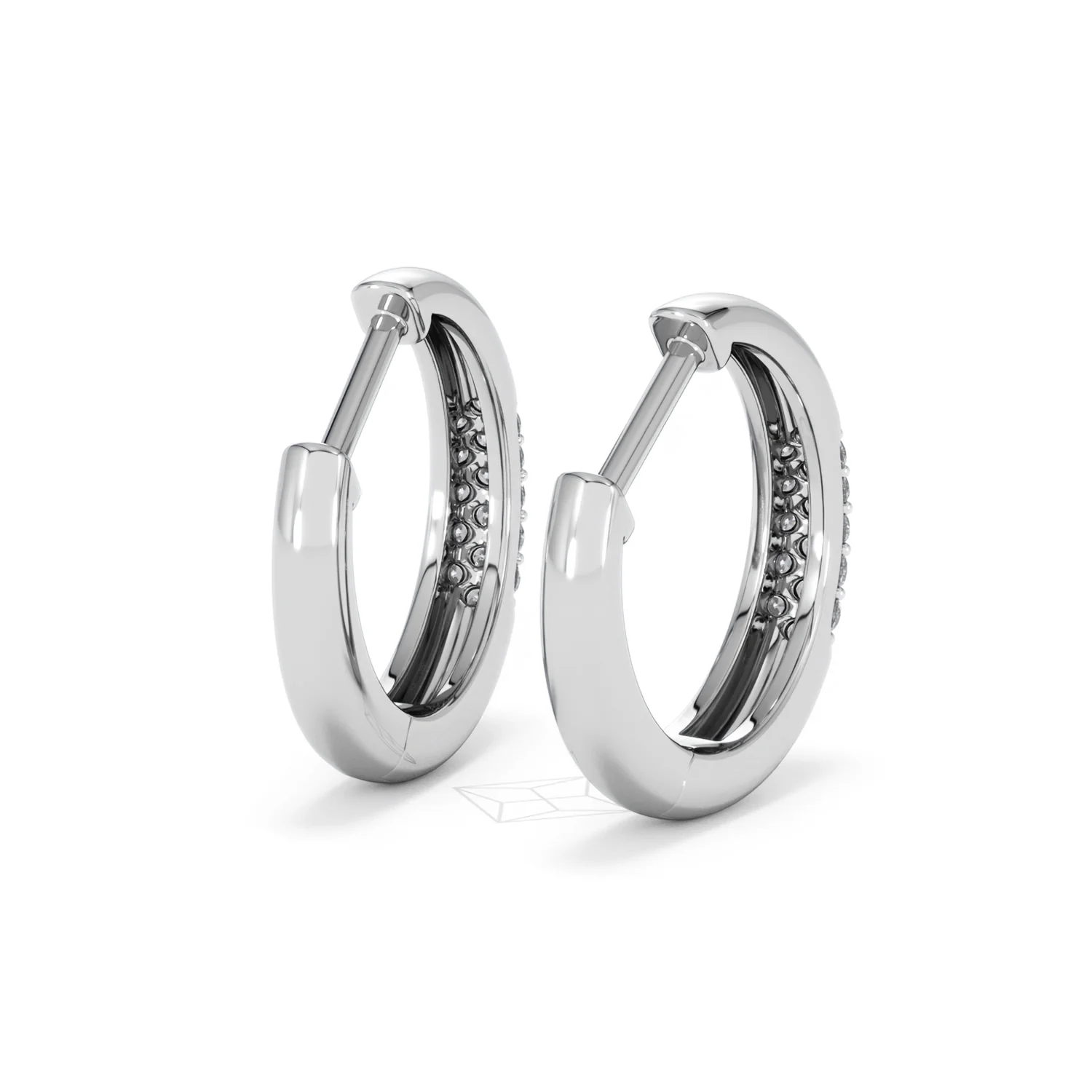 Short Micro Pavé Huggies Lab Diamond Earrings 0.25ct in 925 Silver - Image 43