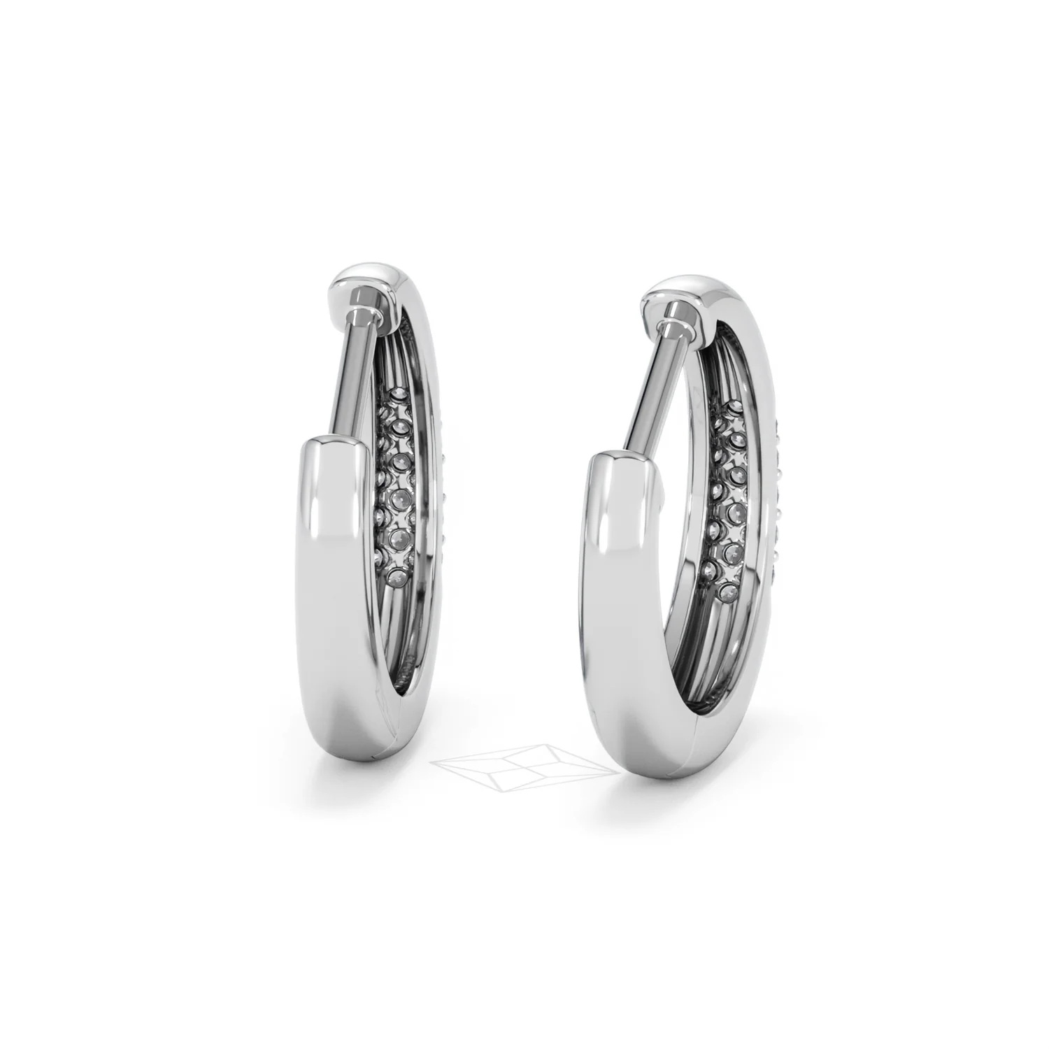 Short Micro Pavé Huggies Lab Diamond Earrings 0.25ct in 925 Silver - Image 46