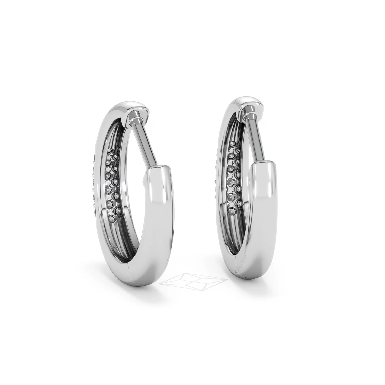 Short Micro Pavé Huggies Lab Diamond Earrings 0.25ct in 925 Silver - Image 52