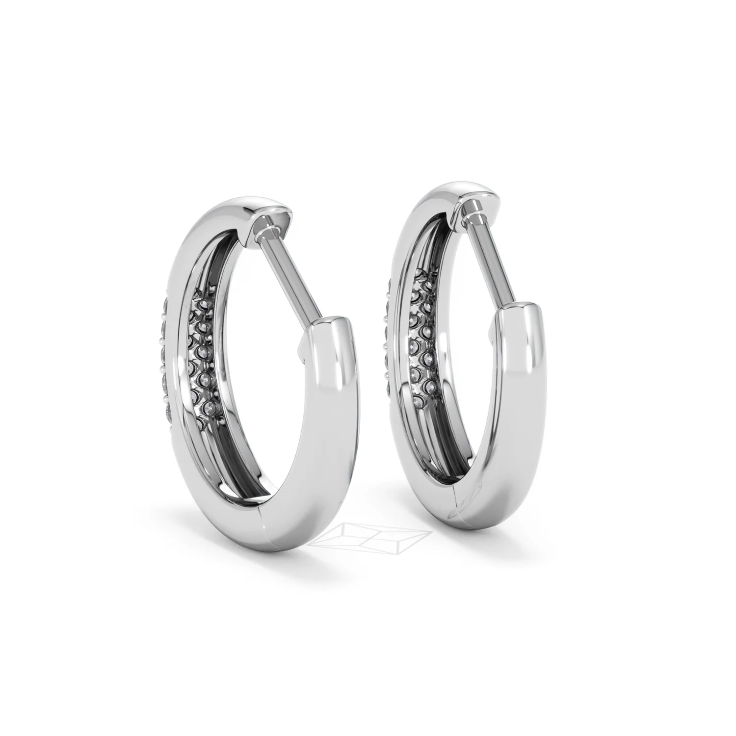 Short Micro Pavé Huggies Lab Diamond Earrings 0.25ct in 925 Silver - Image 54