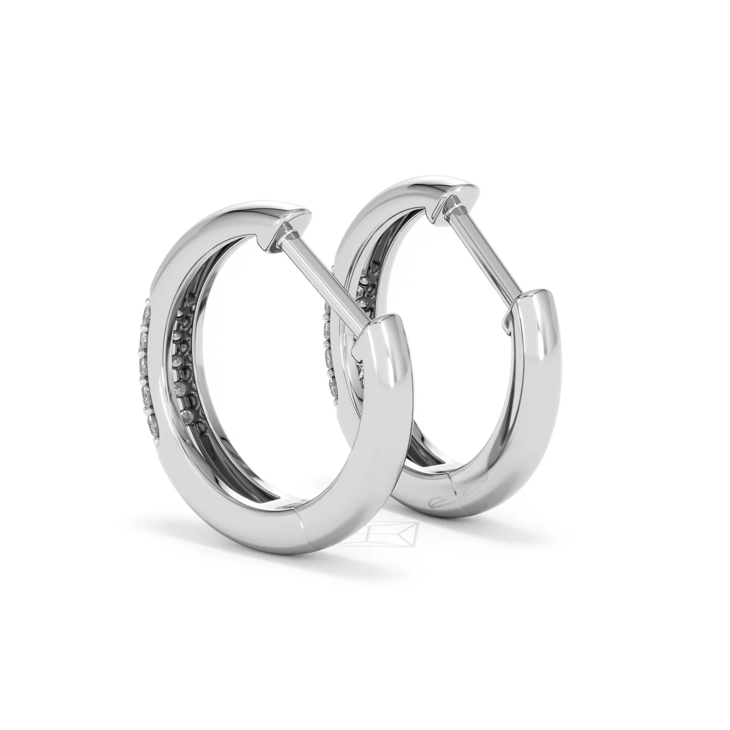 Short Micro Pavé Huggies Lab Diamond Earrings 0.25ct in 925 Silver - Image 58