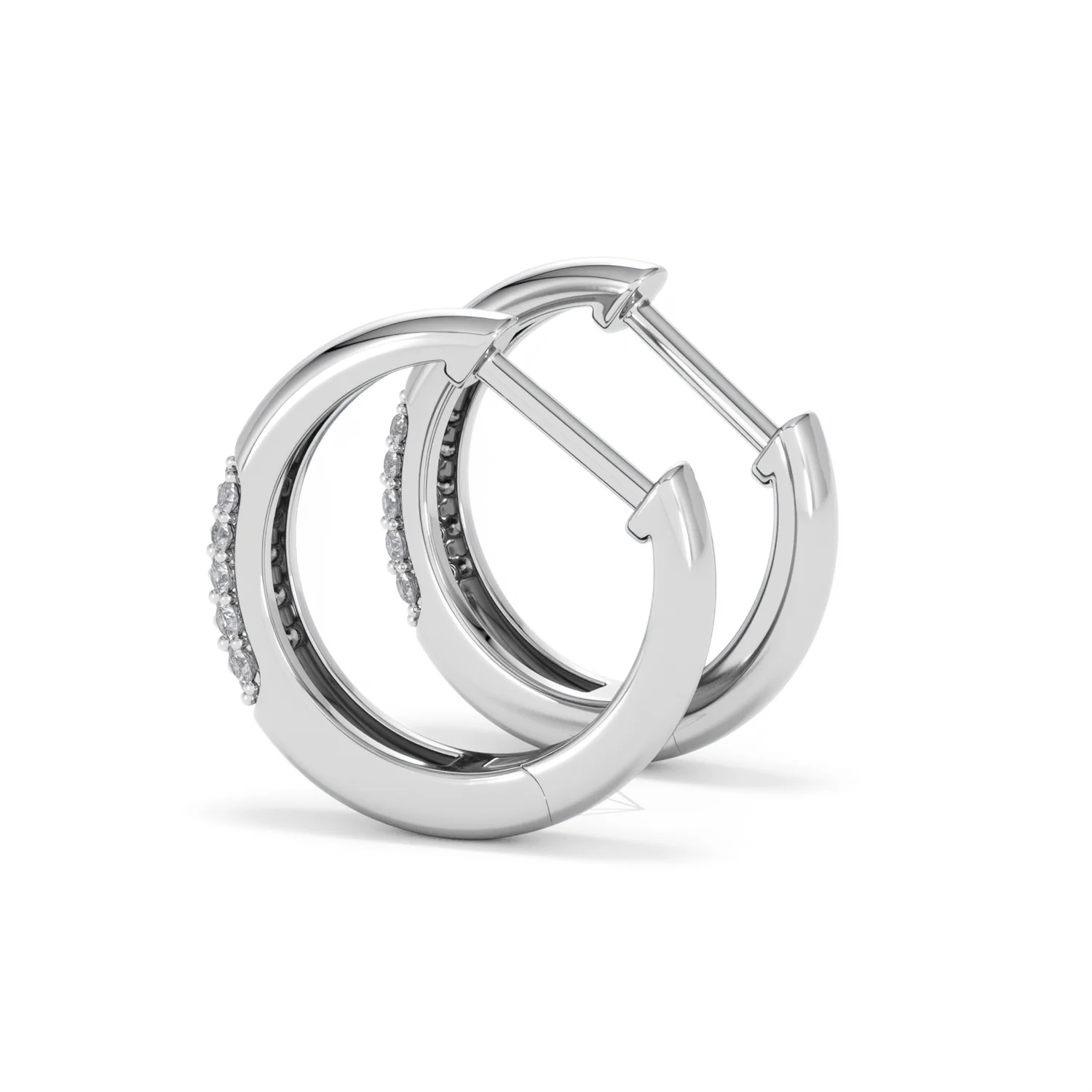 Short Micro Pavé Huggies Lab Diamond Earrings 0.25ct in 925 Silver - Image 63