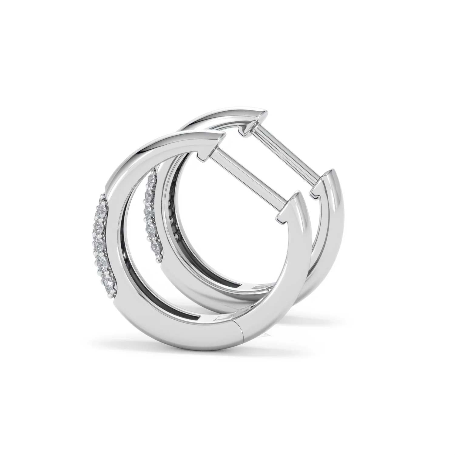 Short Micro Pavé Huggies Lab Diamond Earrings 0.25ct in 925 Silver - Image 65