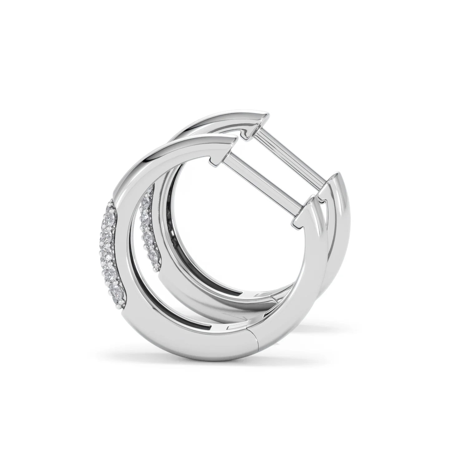 Short Micro Pavé Huggies Lab Diamond Earrings 0.25ct in 925 Silver - Image 66