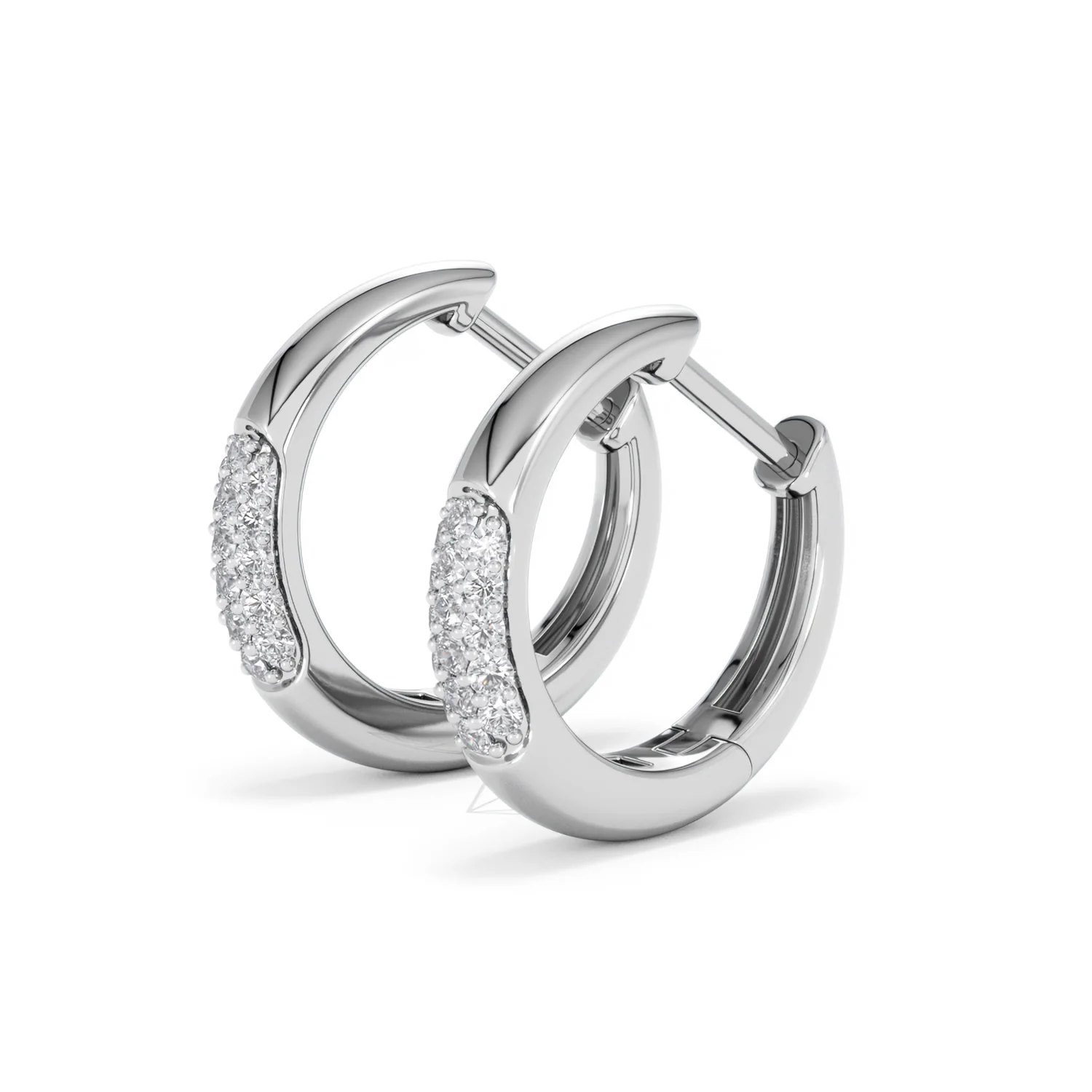 Short Micro Pavé Huggies Lab Diamond Earrings 0.25ct in 925 Silver - Image 77