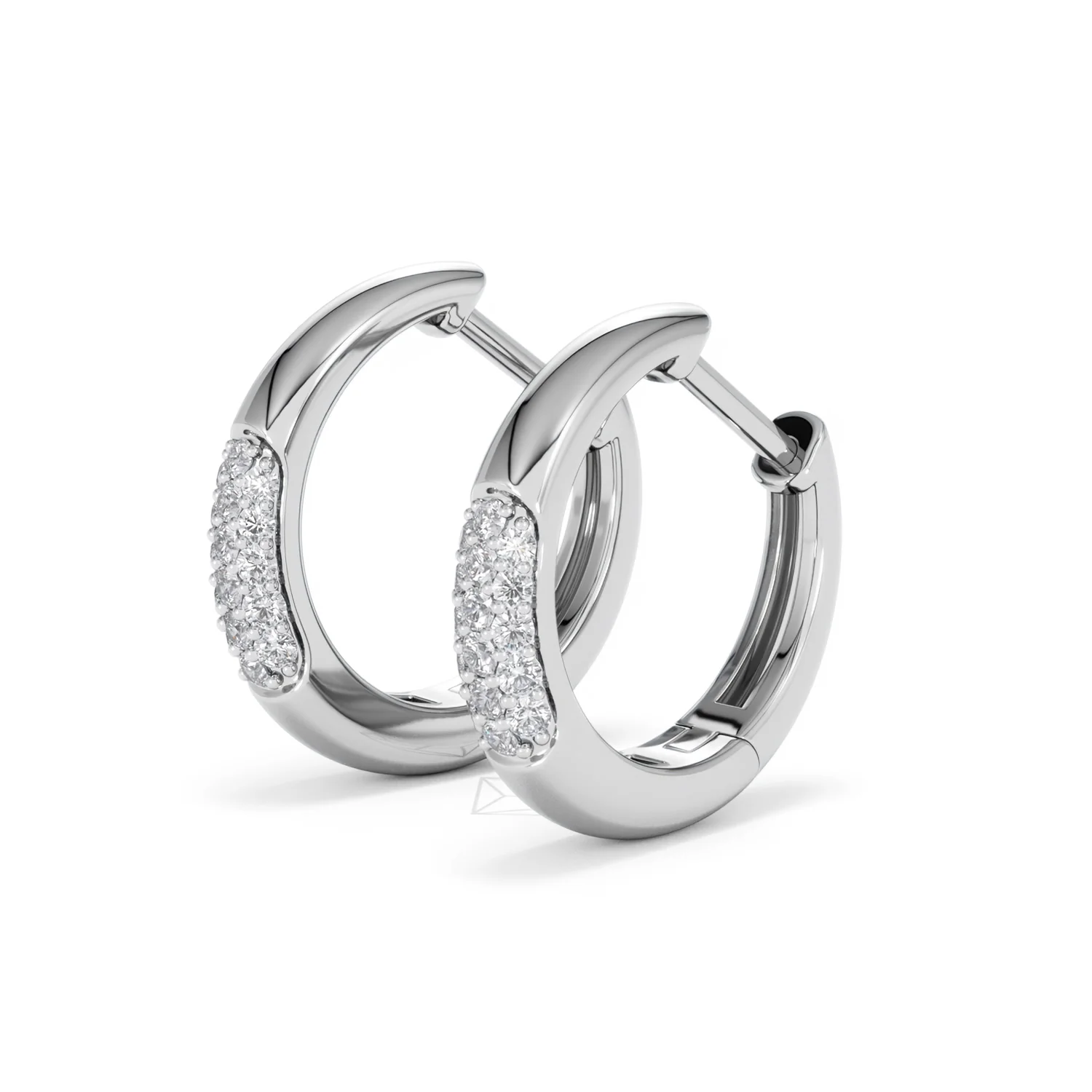 Short Micro Pavé Huggies Lab Diamond Earrings 0.25ct in 925 Silver - Image 78