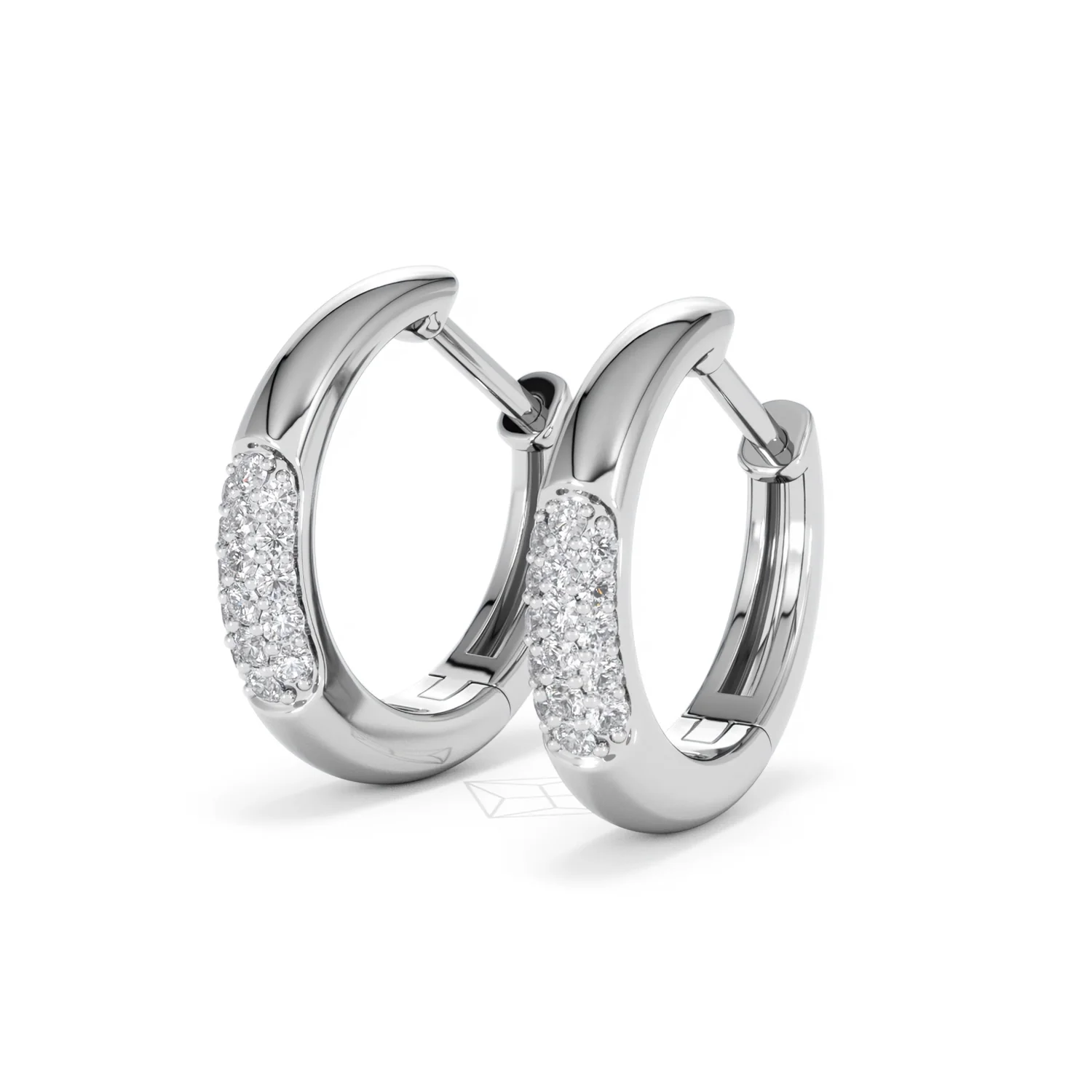 Short Micro Pavé Huggies Lab Diamond Earrings 0.25ct in 925 Silver - Image 81