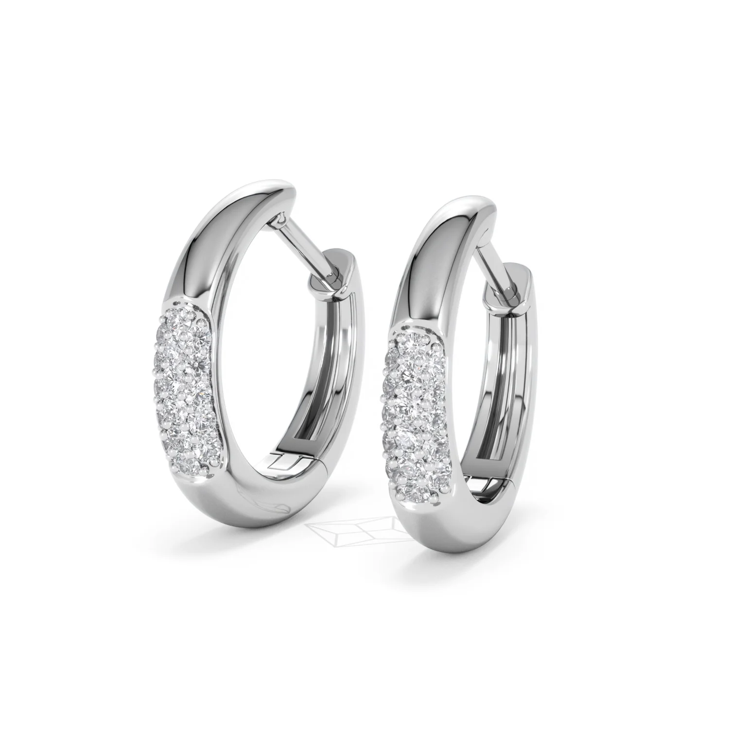 Short Micro Pavé Huggies Lab Diamond Earrings 0.25ct in 925 Silver - Image 83