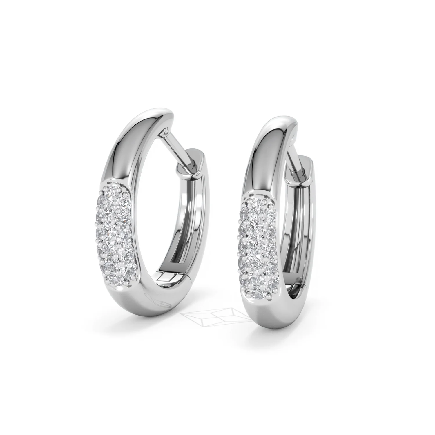 Short Micro Pavé Huggies Lab Diamond Earrings 0.25ct in 925 Silver - Image 84