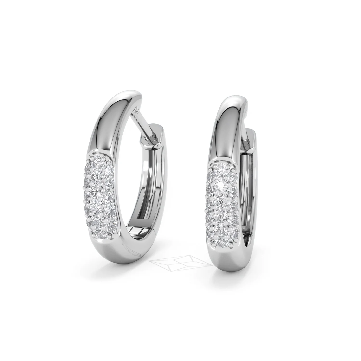 Short Micro Pavé Huggies Lab Diamond Earrings 0.25ct in 925 Silver - Image 85