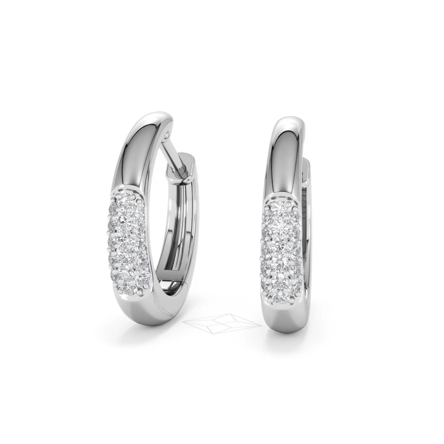 Short Micro Pavé Huggies Lab Diamond Earrings 0.25ct in 925 Silver - Image 86