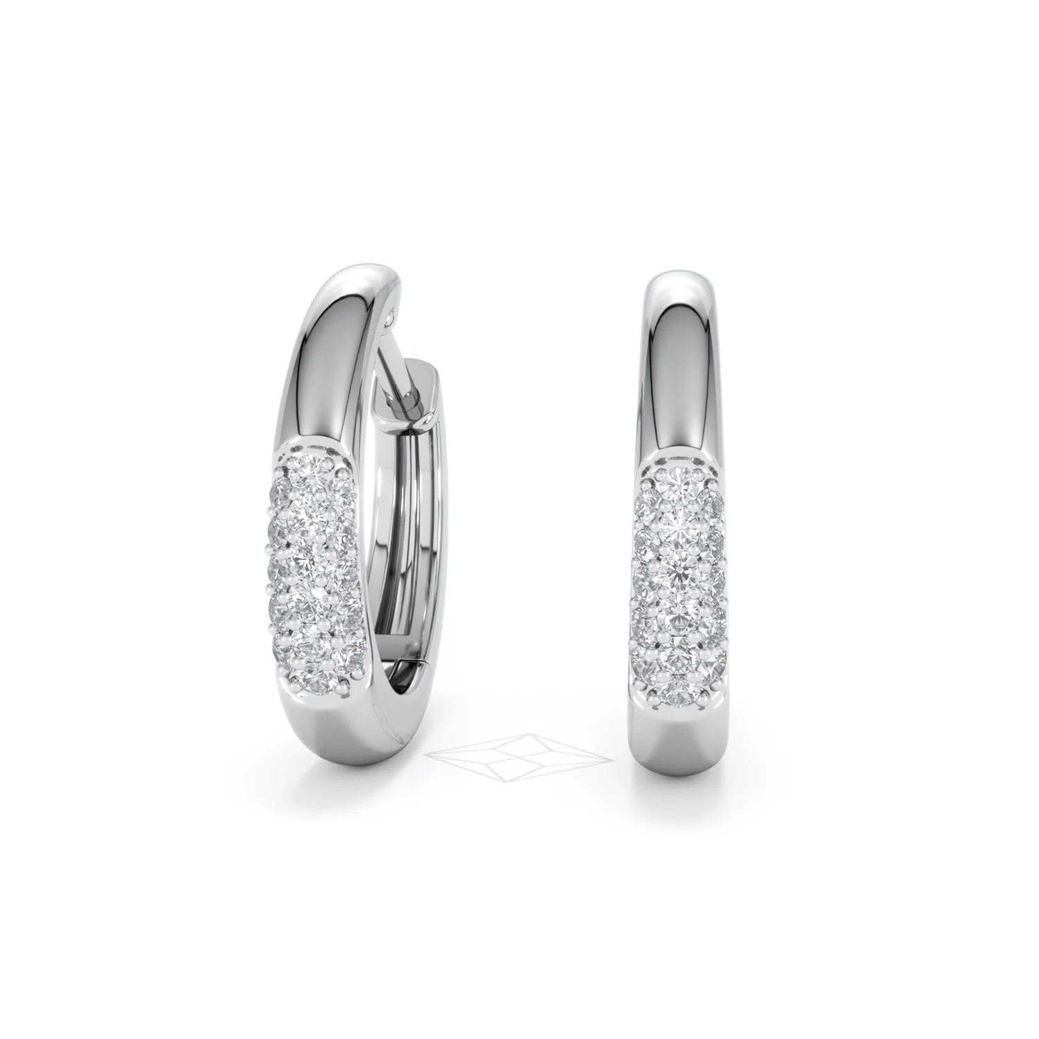 Short Micro Pavé Huggies Lab Diamond Earrings 0.25ct in 925 Silver - Image 87