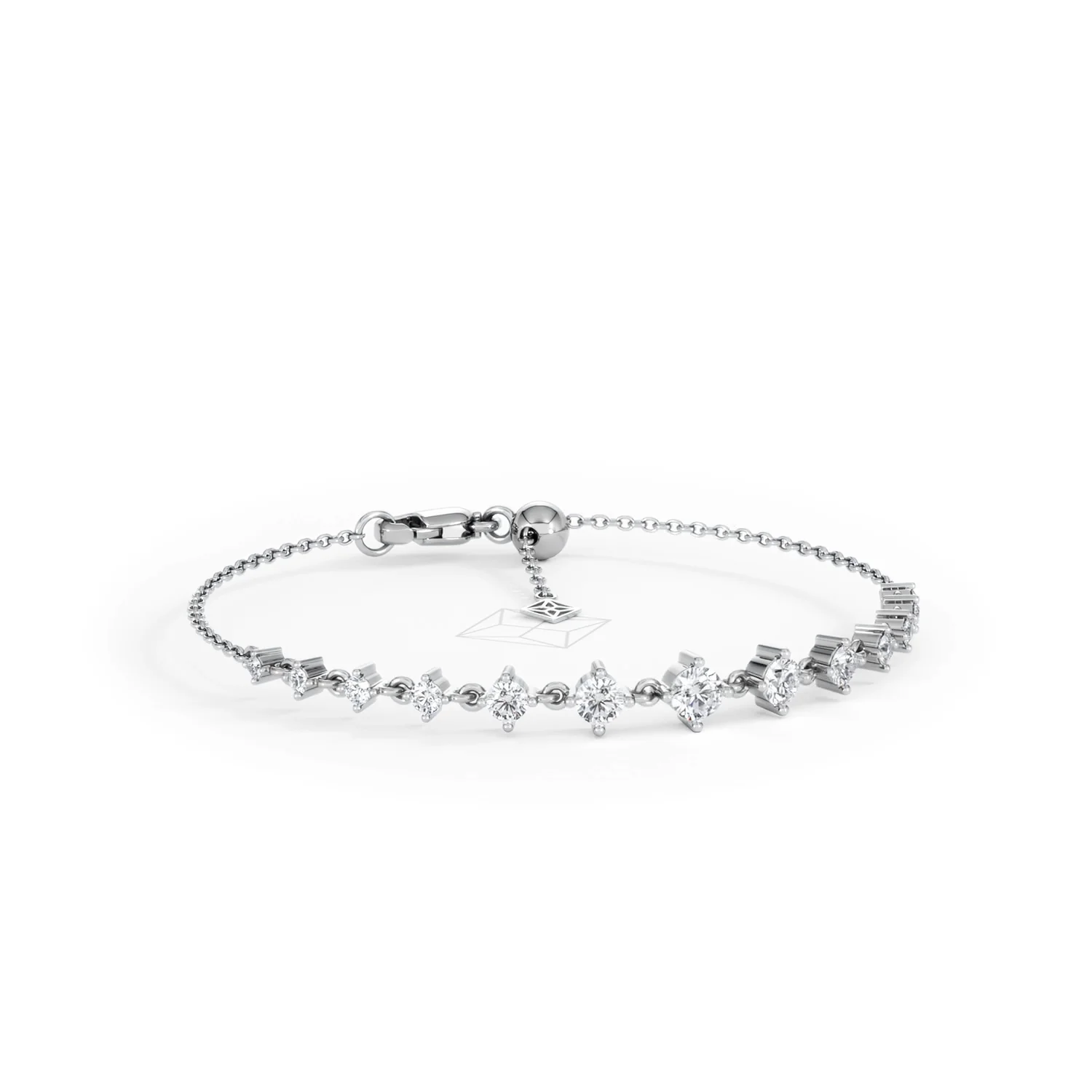 Moments 1.00ct Round Cut Lab Diamond Adjustable Tennis Bracelet in Sterling Silver - Image 14