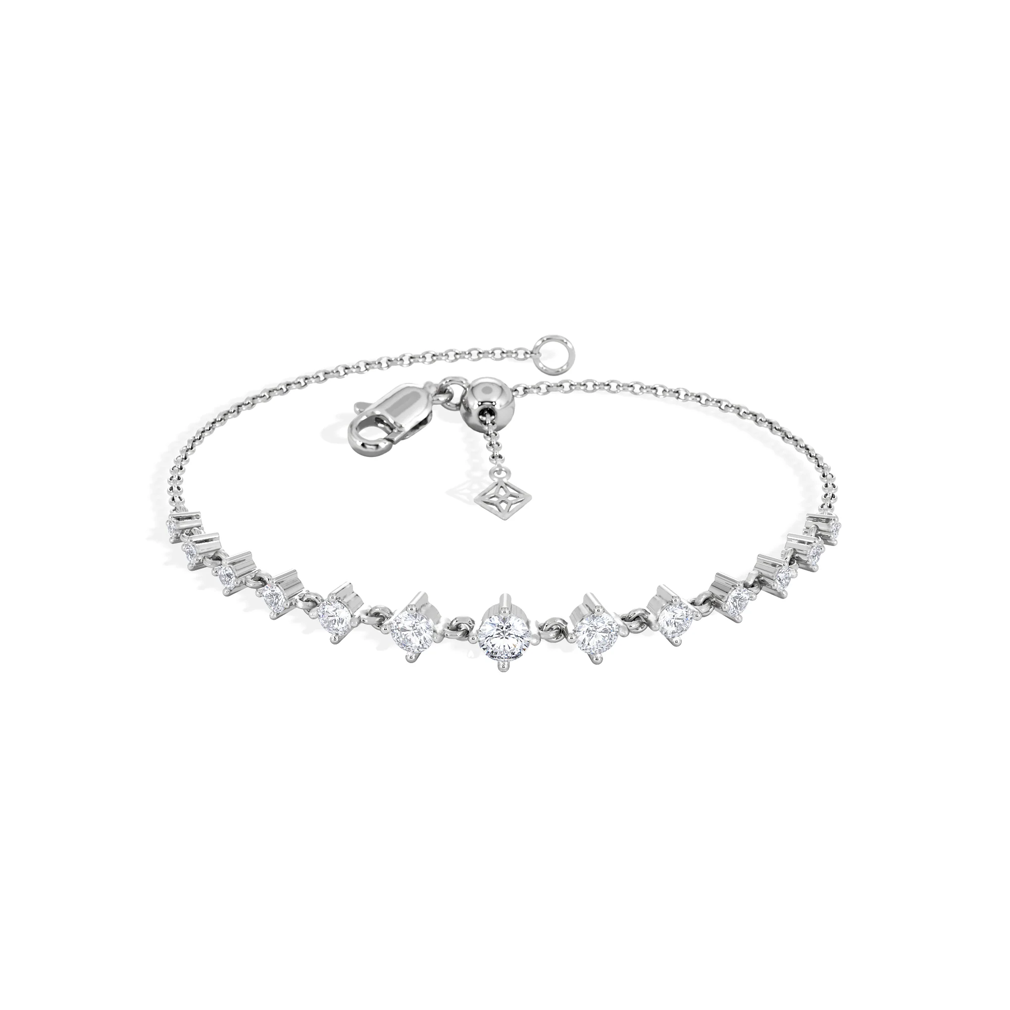 Moments 1.00ct Round Cut Lab Diamond Adjustable Tennis Bracelet in Sterling Silver - Image 3