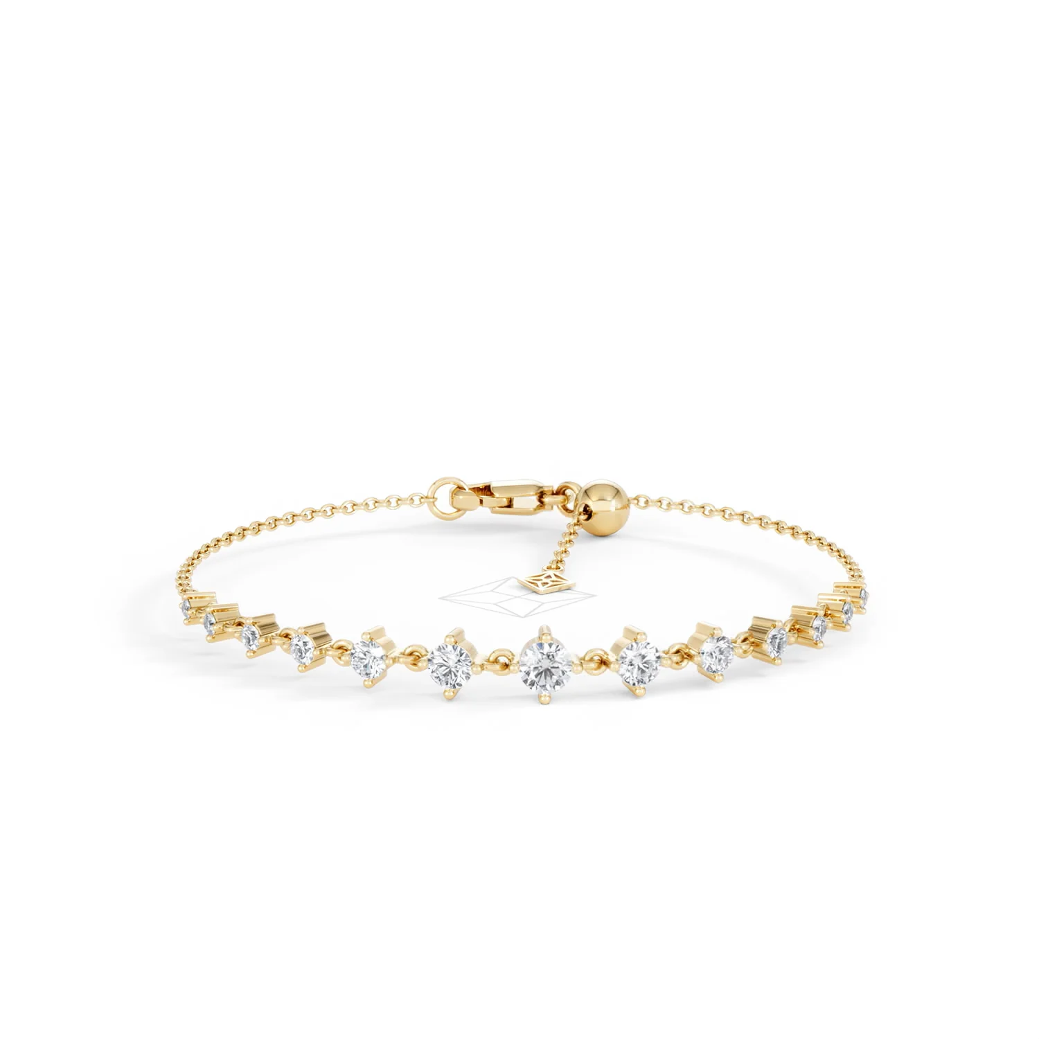 Moments 1.00ct Round Cut Lab Diamond Adjustable Tennis Bracelet in 18K Gold Vermeil - Image 10
