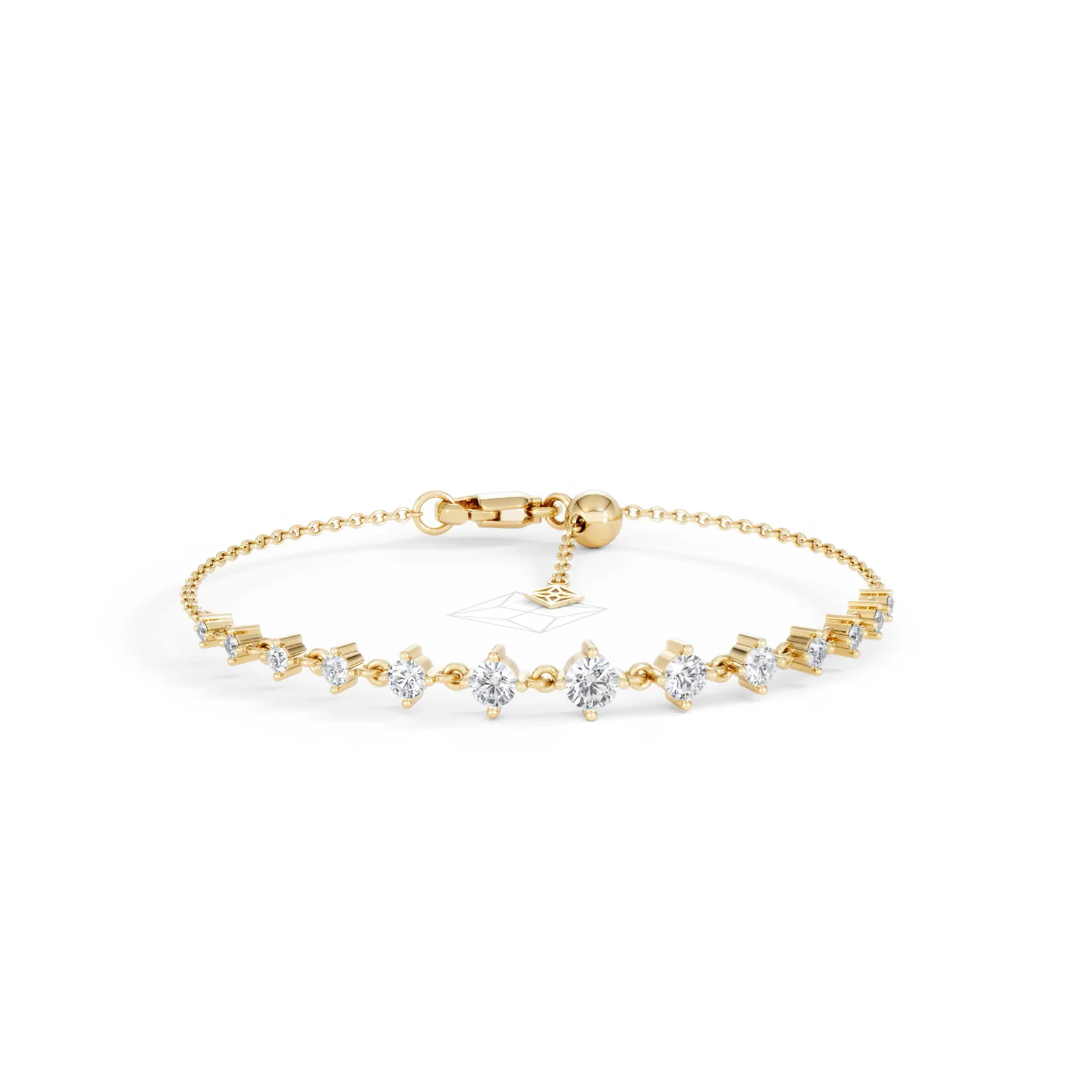 Moments 1.00ct Round Cut Lab Diamond Adjustable Tennis Bracelet in 18K Gold Vermeil - Image 11