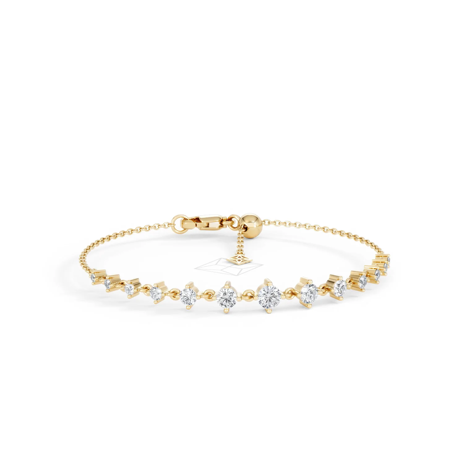 Moments 1.00ct Round Cut Lab Diamond Adjustable Tennis Bracelet in 18K Gold Vermeil - Image 12