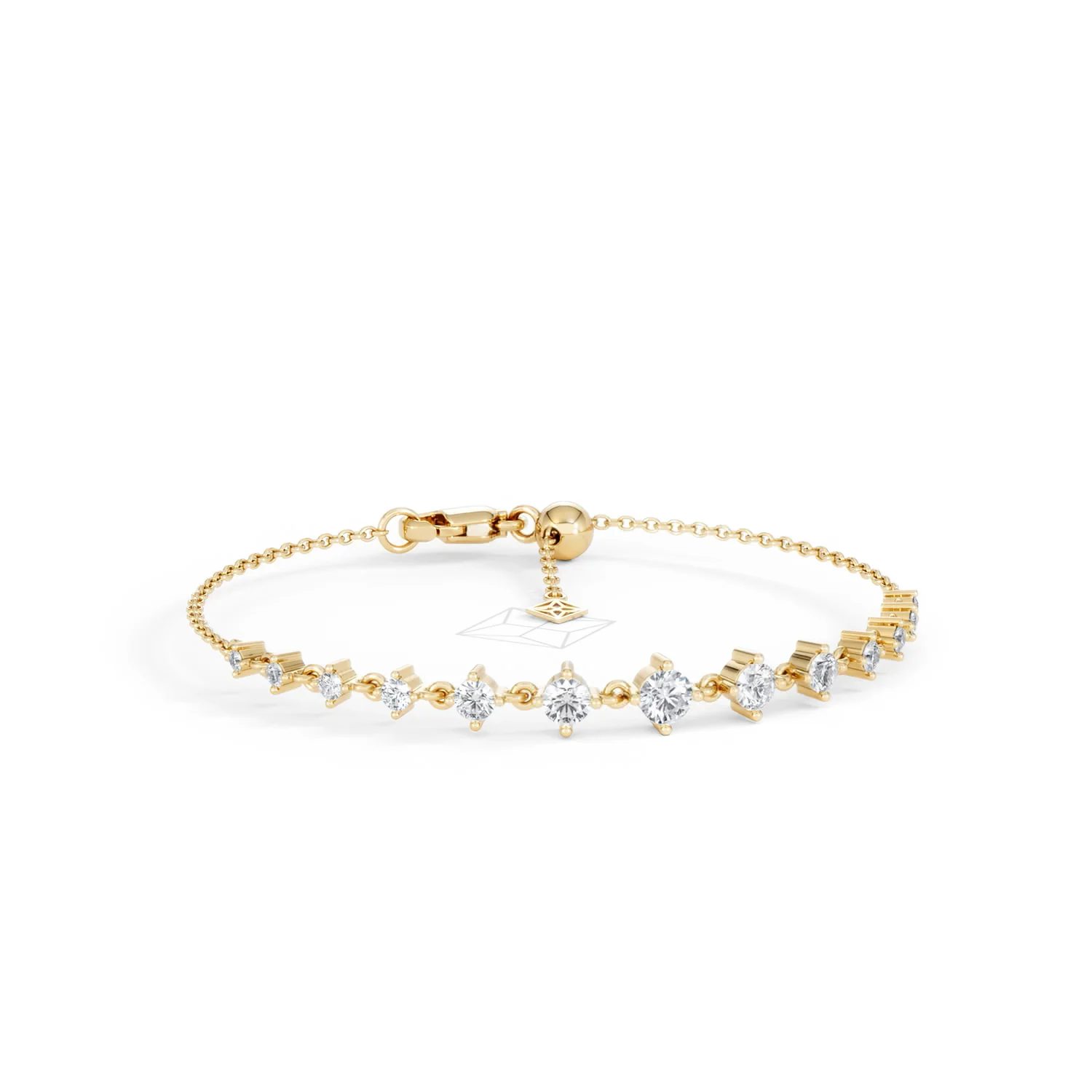 Moments 1.00ct Round Cut Lab Diamond Adjustable Tennis Bracelet in 18K Gold Vermeil - Image 13